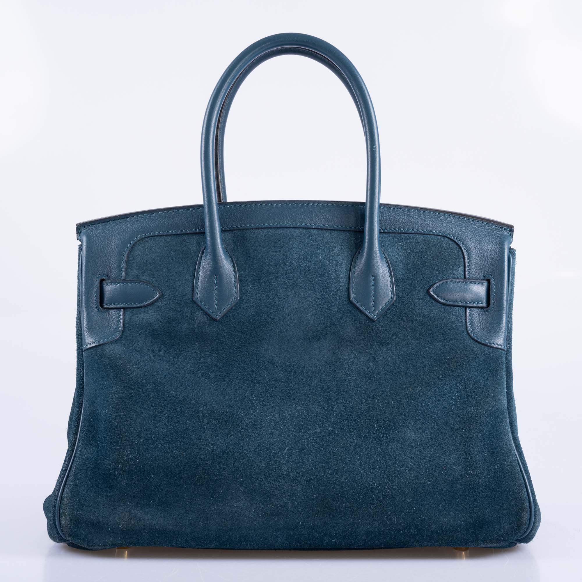 Hermès Birkin 30 Bleu Tempête Grizzly Doblis/Swift Permabrass Hardware