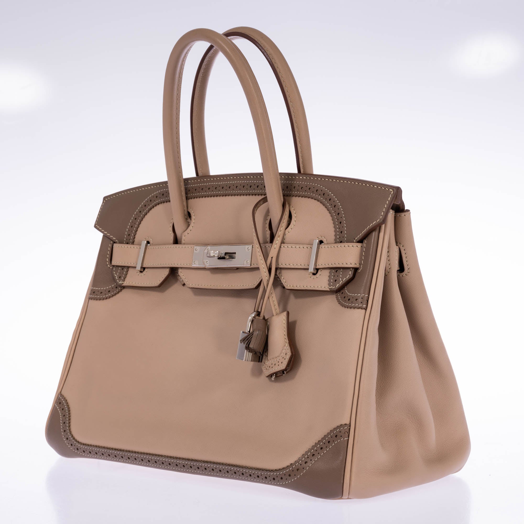 Hermès Birkin 30 Ghillies Argile & Étoupe Swift Palladium Hardware