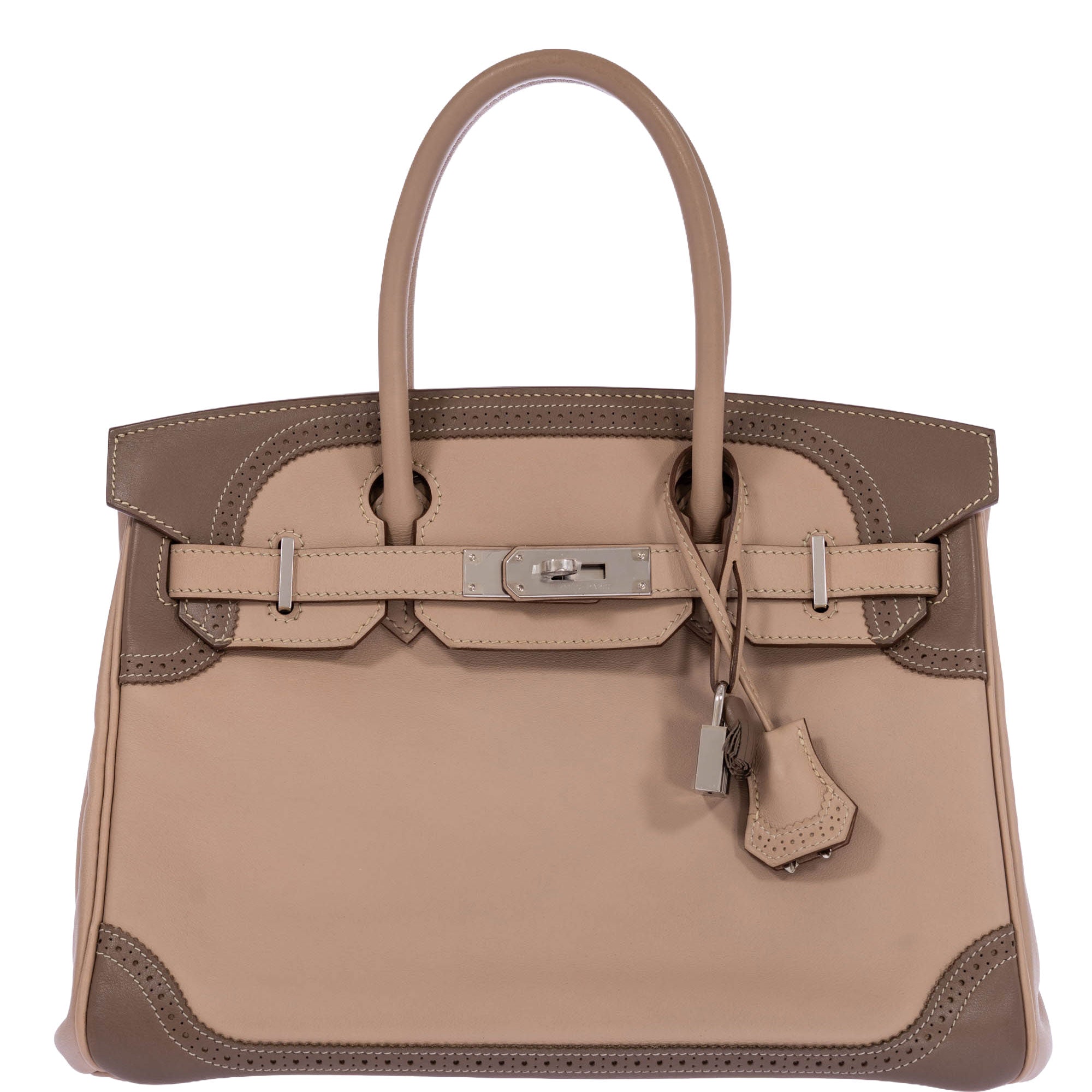 Hermès Birkin 30 Ghillies Argile & Étoupe Swift Palladium Hardware