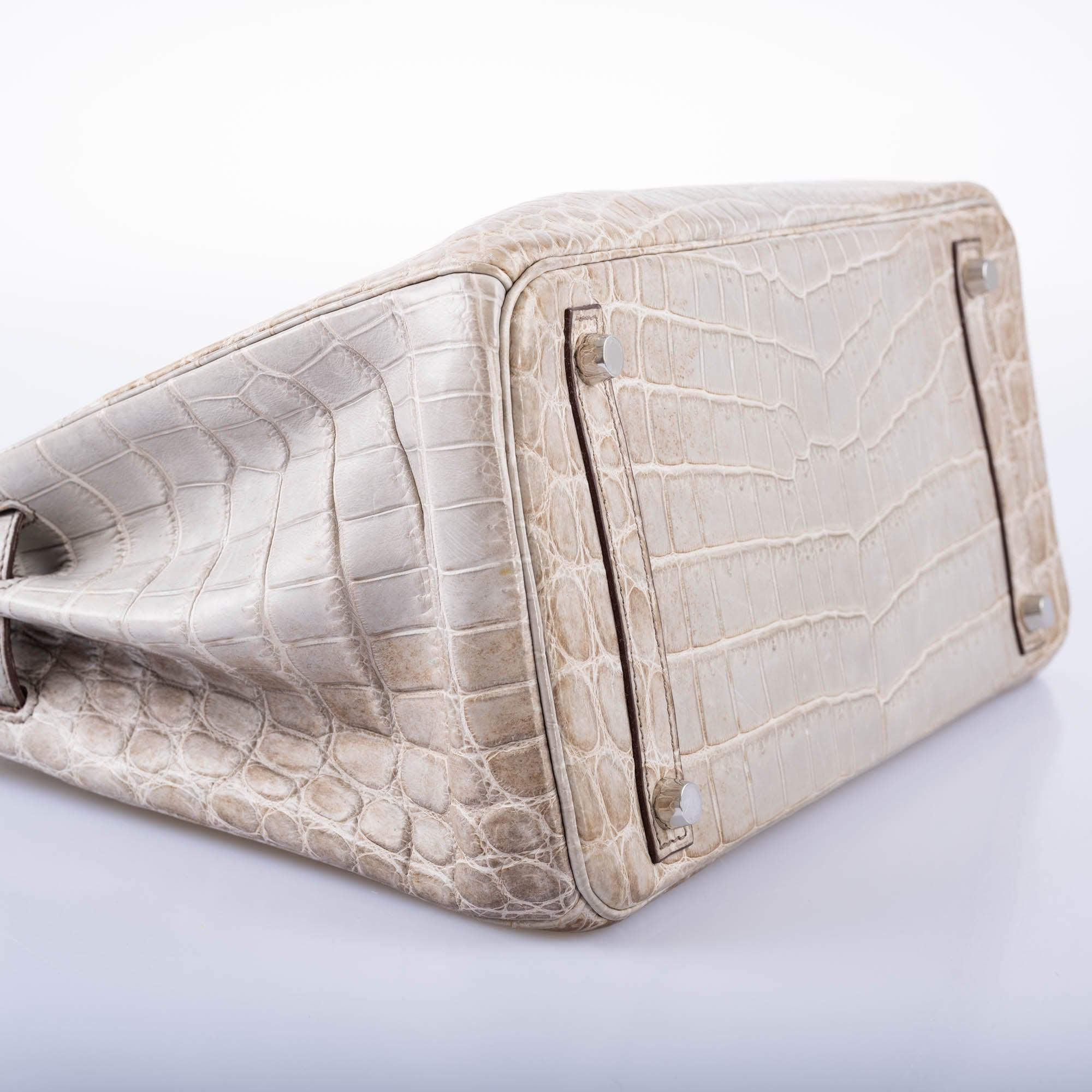 Hermès Birkin 30 Gris Cendre Himalaya Matte Niloticus Crocodile 18K White Gold and Diamond Hardware