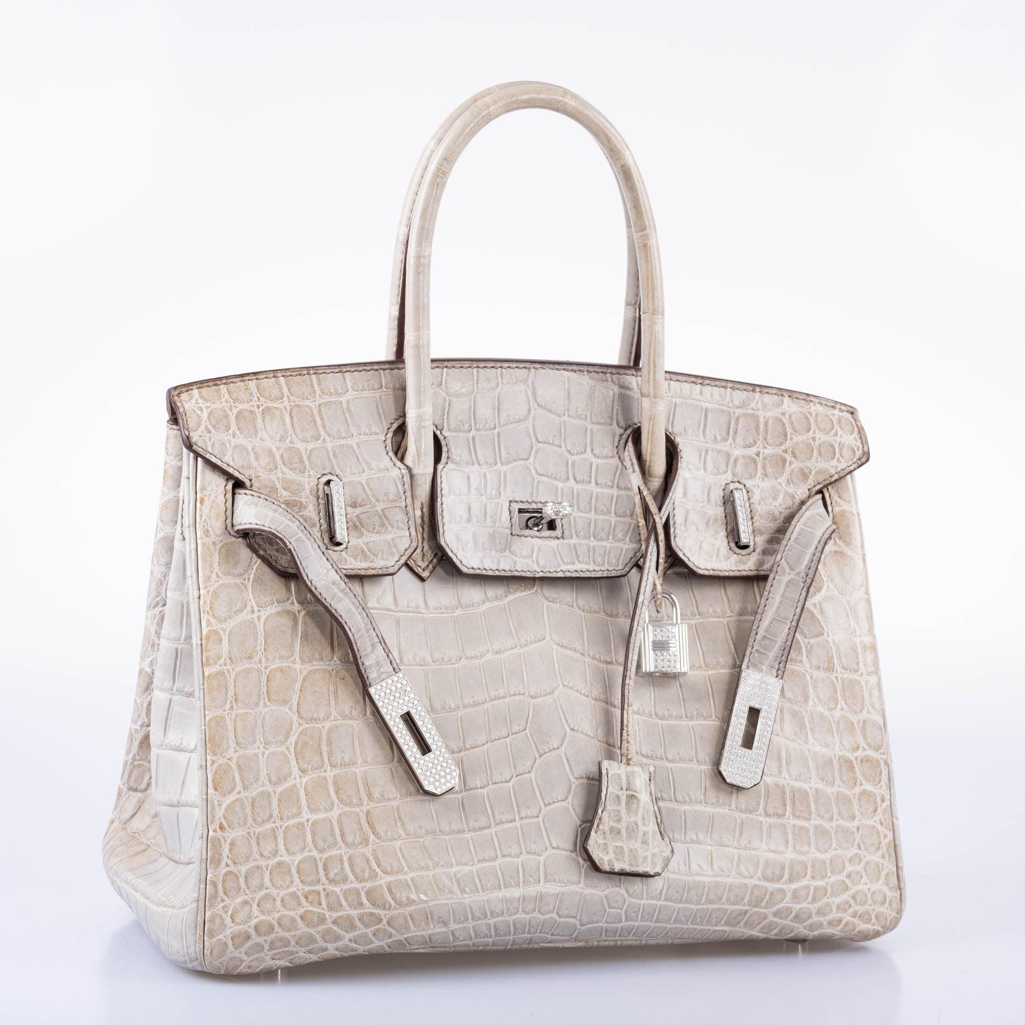 Hermès Birkin 30 Gris Cendre Himalaya Matte Niloticus Crocodile 18K White Gold and Diamond Hardware