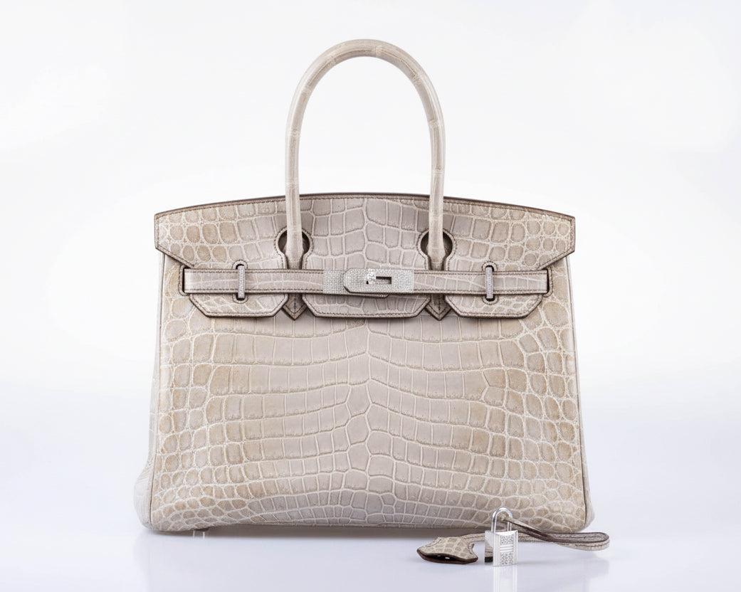 Hermès Birkin 30 "Gris Cendre" Himalaya Niloticus Crocodile 18K White Gold & Diamond Hardware