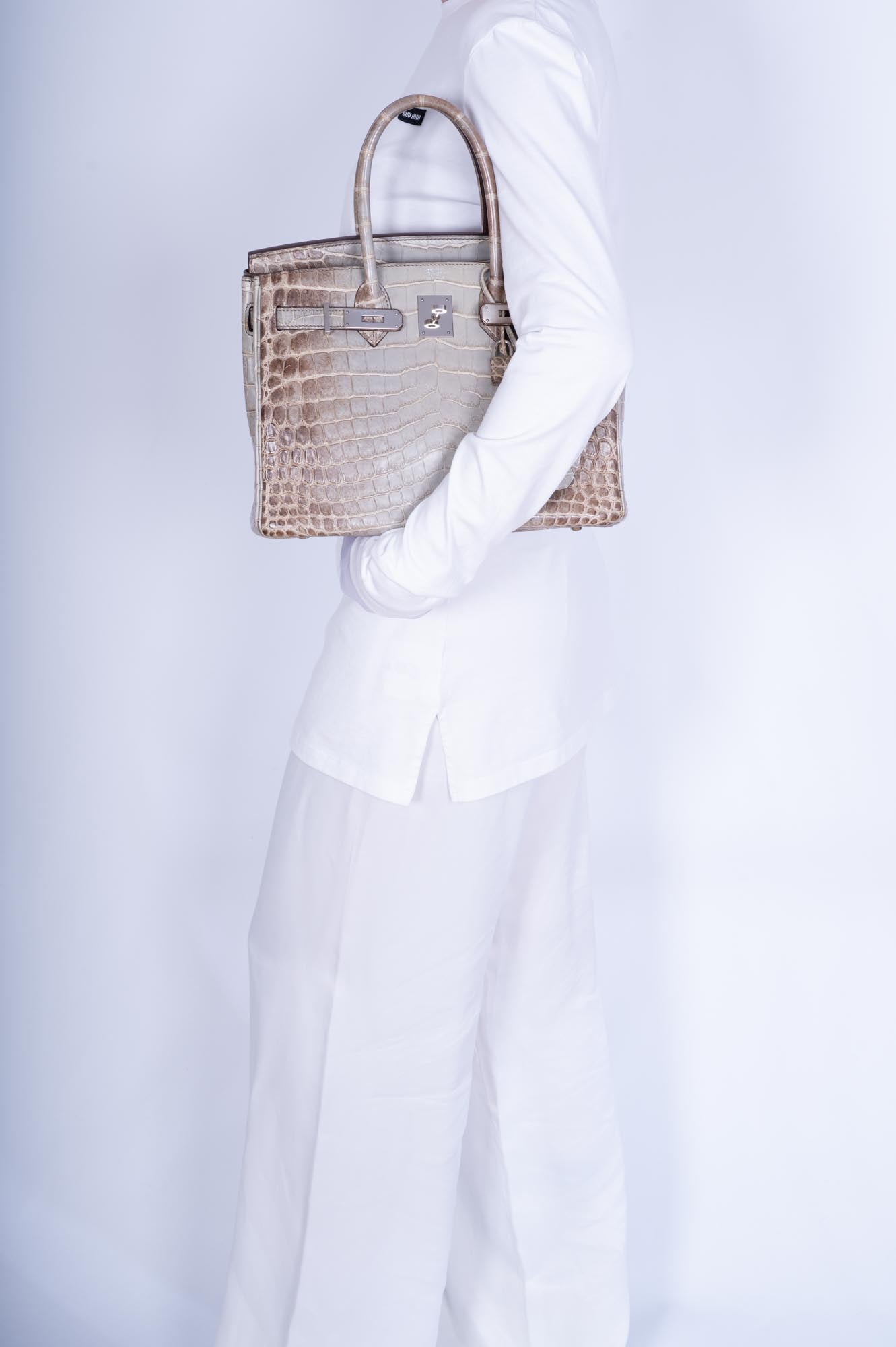 Hermès Birkin 30 Gris Cendre Himalayan Niloticus Crocodile Palladium Hardware