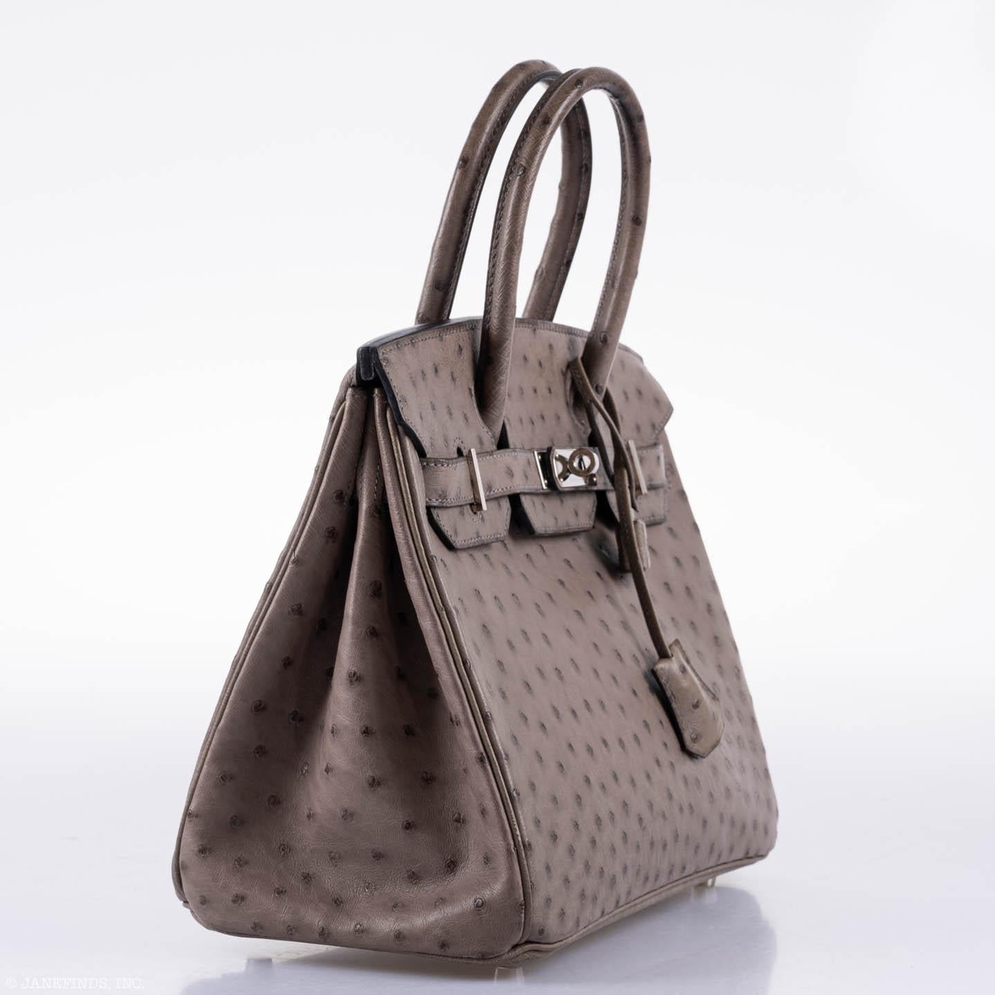 Hermès Birkin 30 Gris Tourterelle Ostrich Palladium Hardware