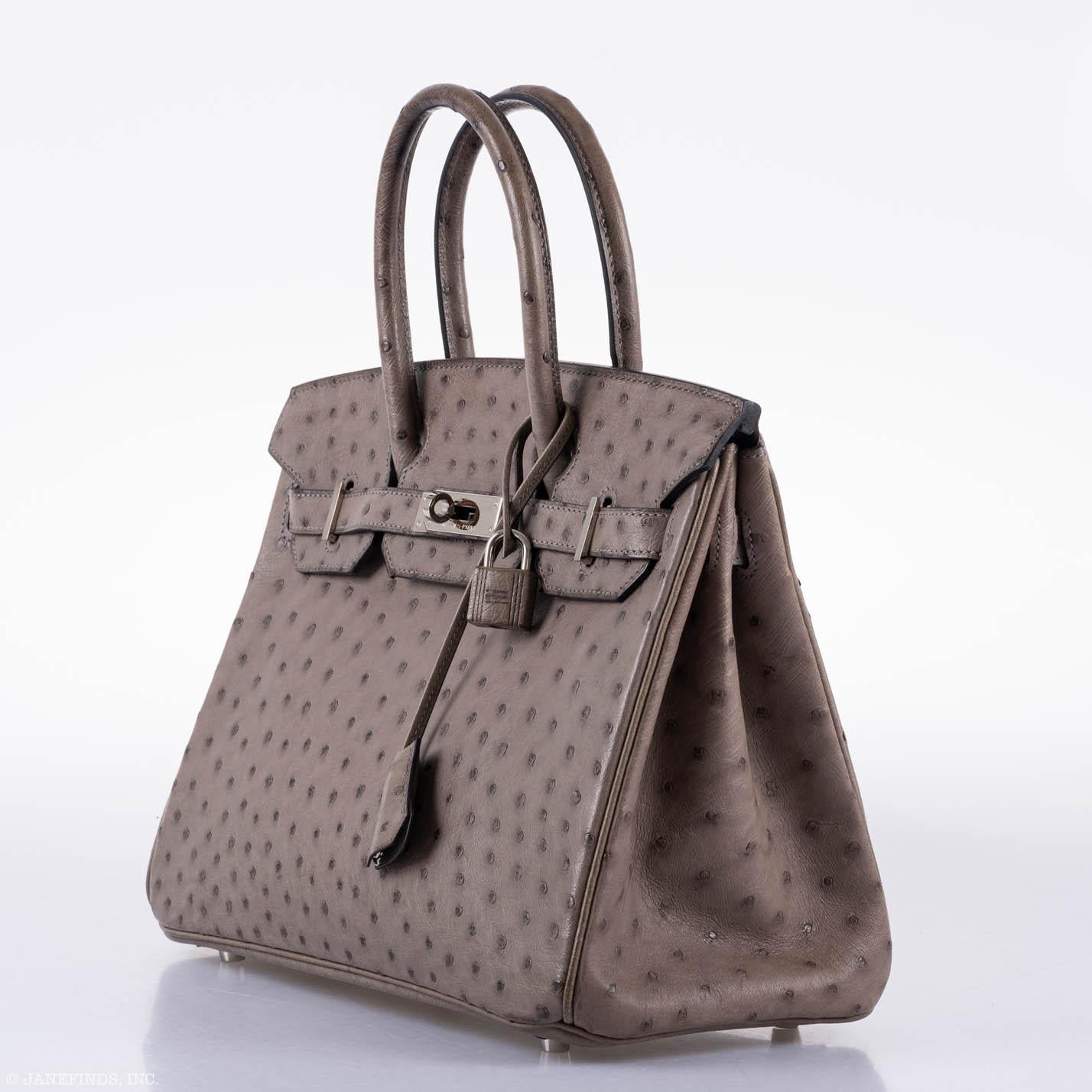 Hermès Birkin 30 Gris Tourterelle Ostrich Palladium Hardware