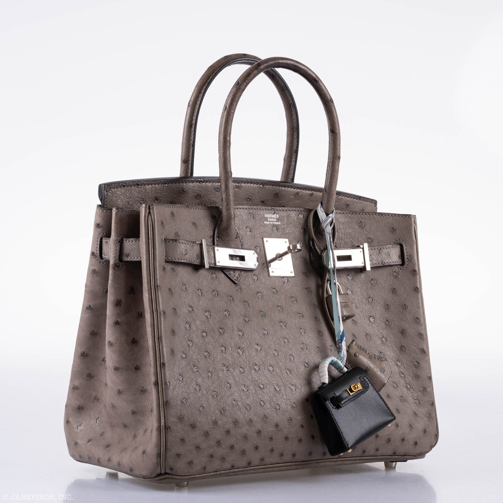 Hermès Birkin 30 Gris Tourterelle Ostrich Palladium Hardware