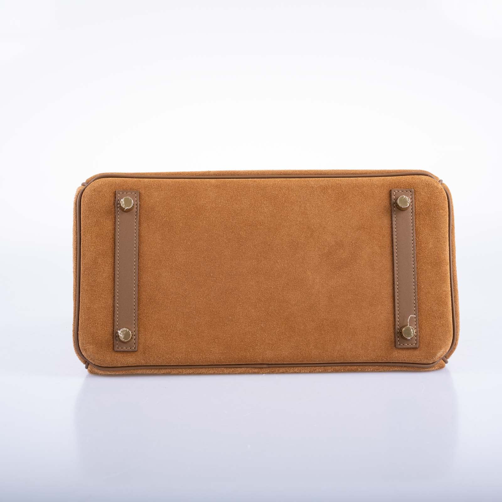 Hermès Birkin 30 Grizzly Chamois Veau Doblis Suede and Alezan Swift with Gold Hardware