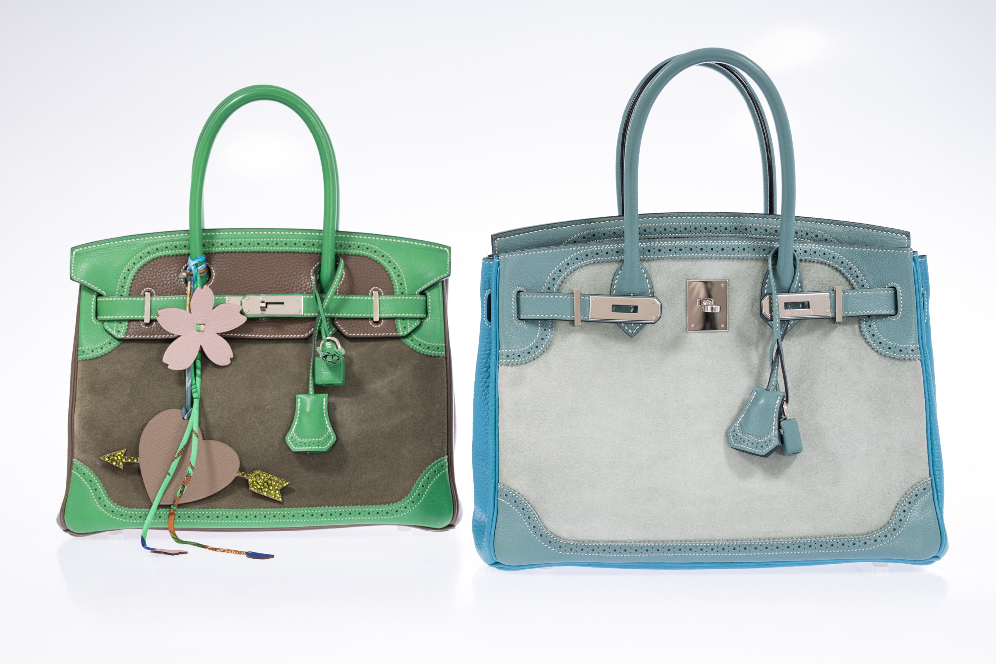 Hermès Birkin 30 Grizzly Ghillies Étoupe/Bambou/Vert de Gris Veau Doblis/Clémence/Evercolor Palladium Hardware