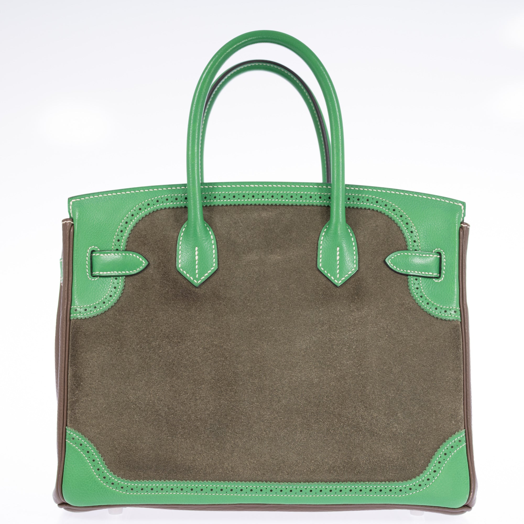 Hermès Birkin 30 Grizzly Ghillies Étoupe/Bambou/Vert de Gris Veau Doblis/Clémence/Evercolor Palladium Hardware