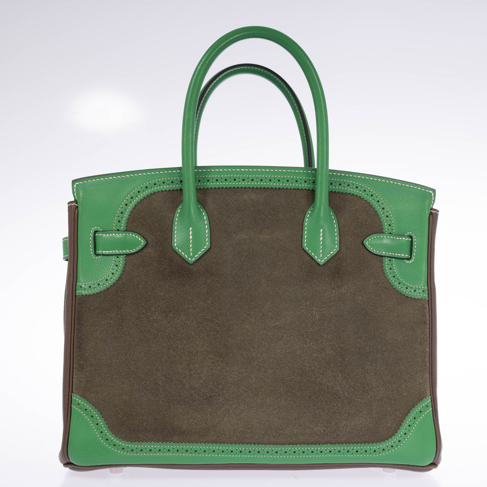 Hermès Birkin 30 Grizzly Ghillies Étoupe/Bambou/Vert de Gris Veau Doblis/Clemence/Evercolor Palladium Hardware