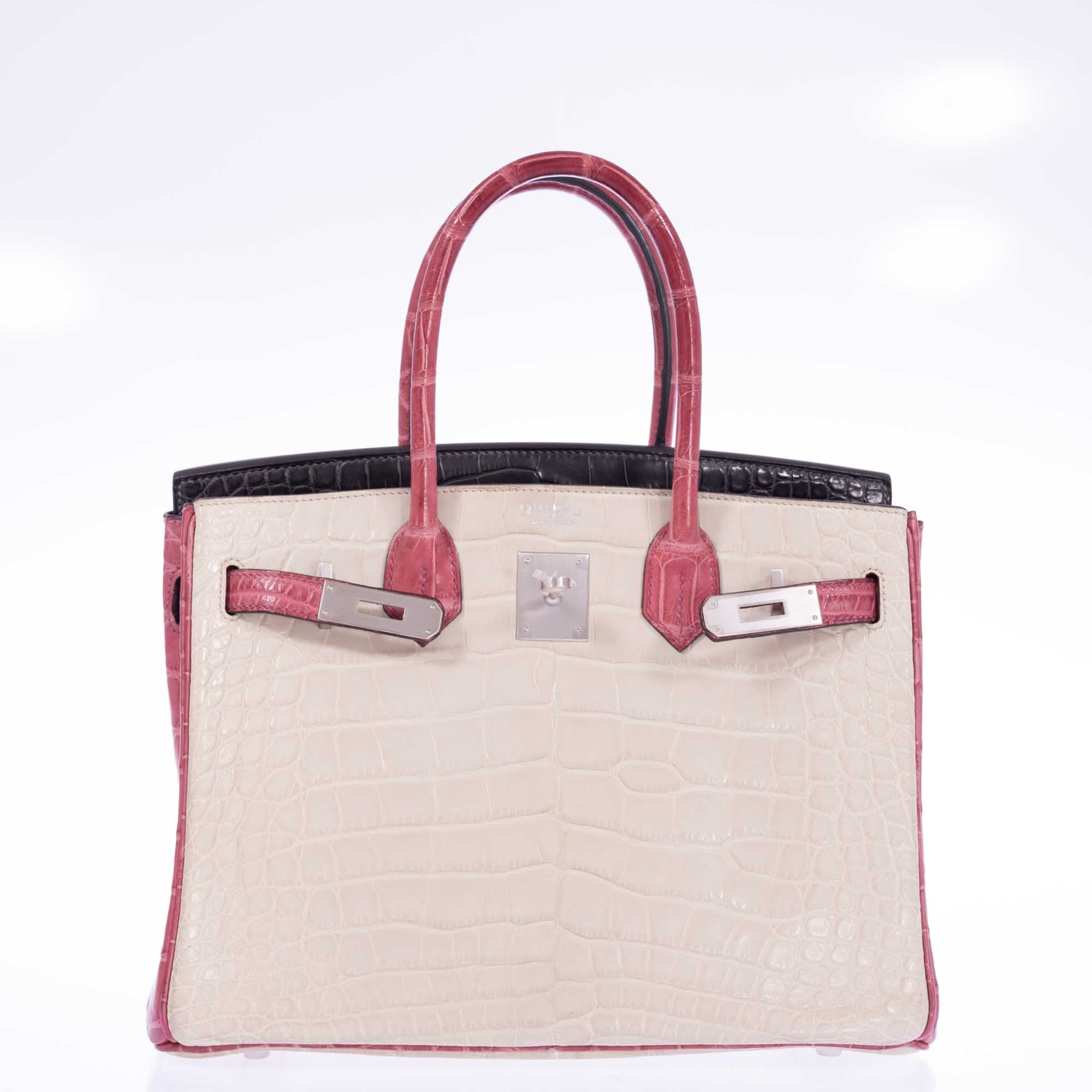 Hermès Birkin 30 HSS Tri-Color Béton, Gris Paris, and Bois de Rose Matte Alligator Brushed Palladium Hardware