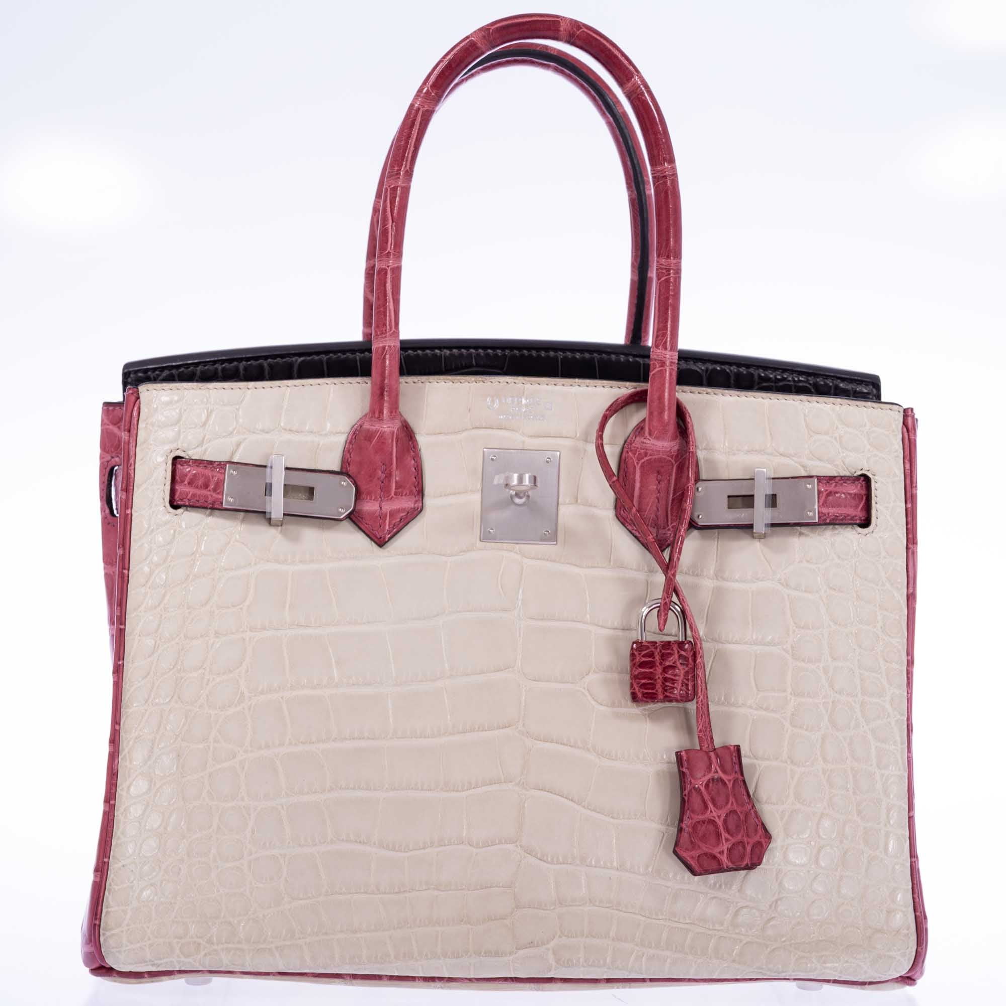 Hermès Birkin 30 HSS Tri-Color Béton, Gris Paris, and Bois de Rose Matte Alligator Brushed Palladium Hardware