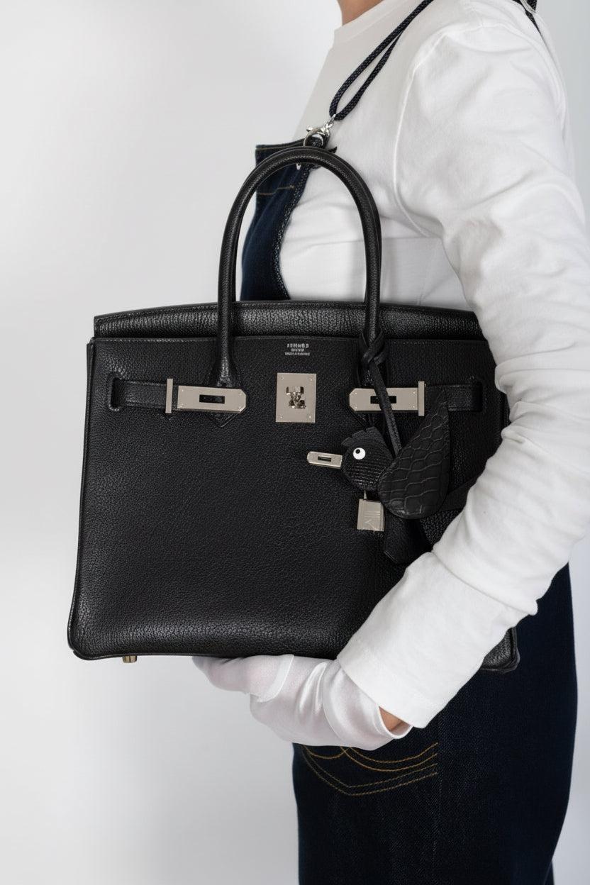 Hermès Birkin 30 Noir Black Chevre Mysore with Palladium Hardware