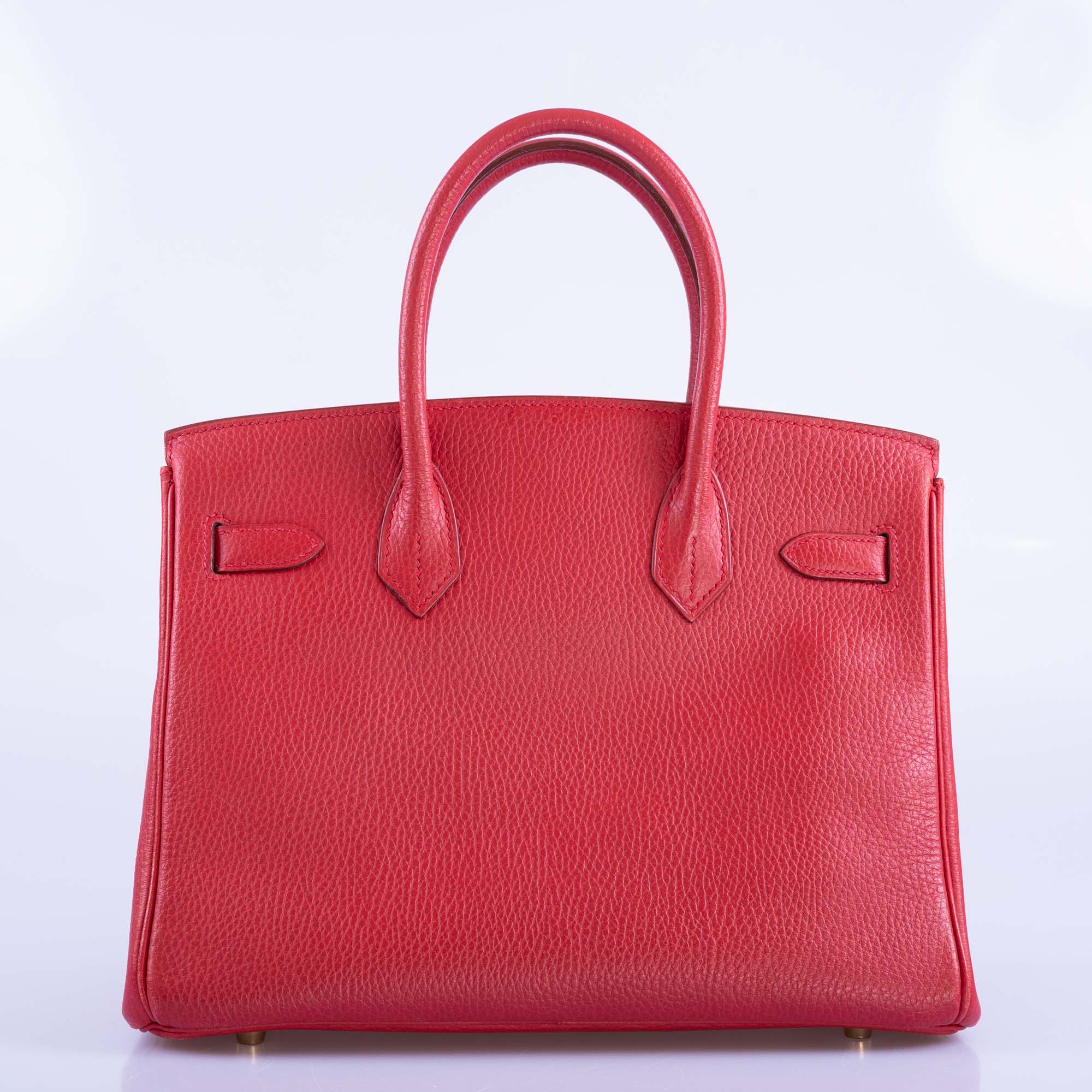 Hermès Birkin 30 Rouge Vif Ardenne with Gold Hardware