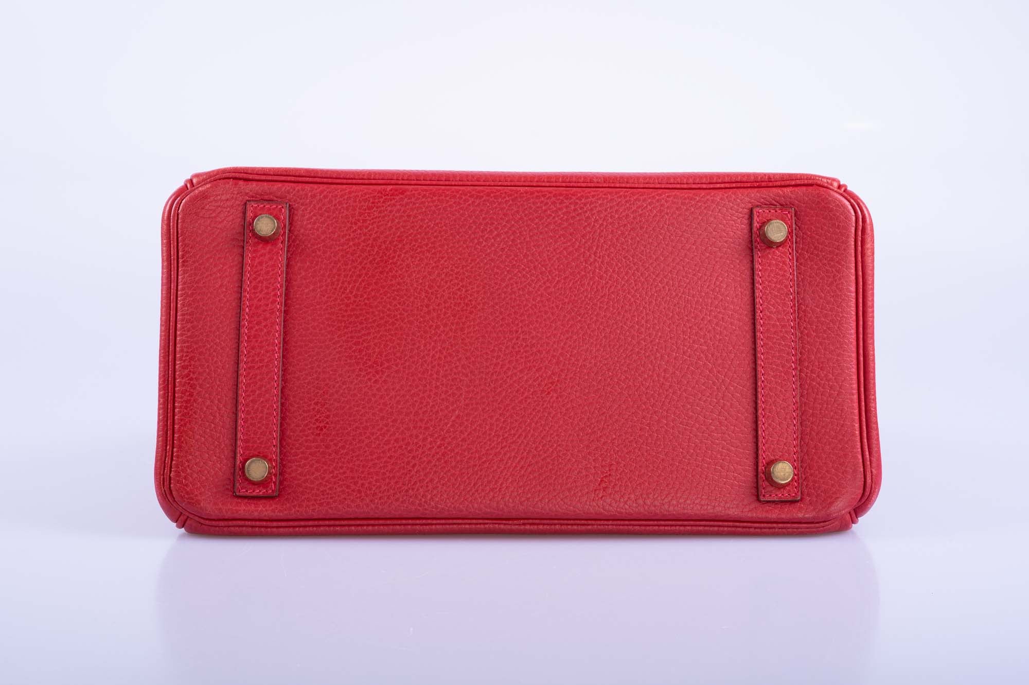 Hermès Birkin 30 Rouge Vif Ardenne with Gold Hardware