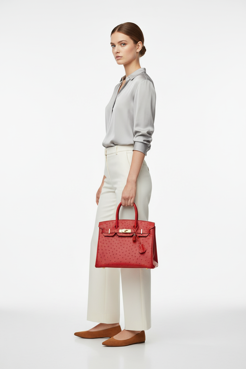 Hermès Birkin 30 Rouge Vif Ostrich Gold Hardware