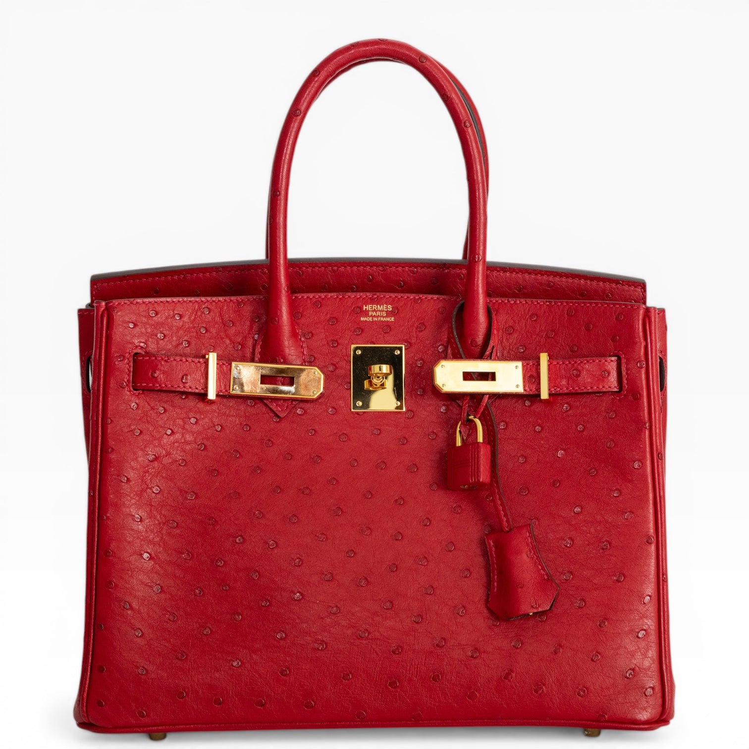 Hermès Birkin 30 Rouge Vif Ostrich Gold Hardware