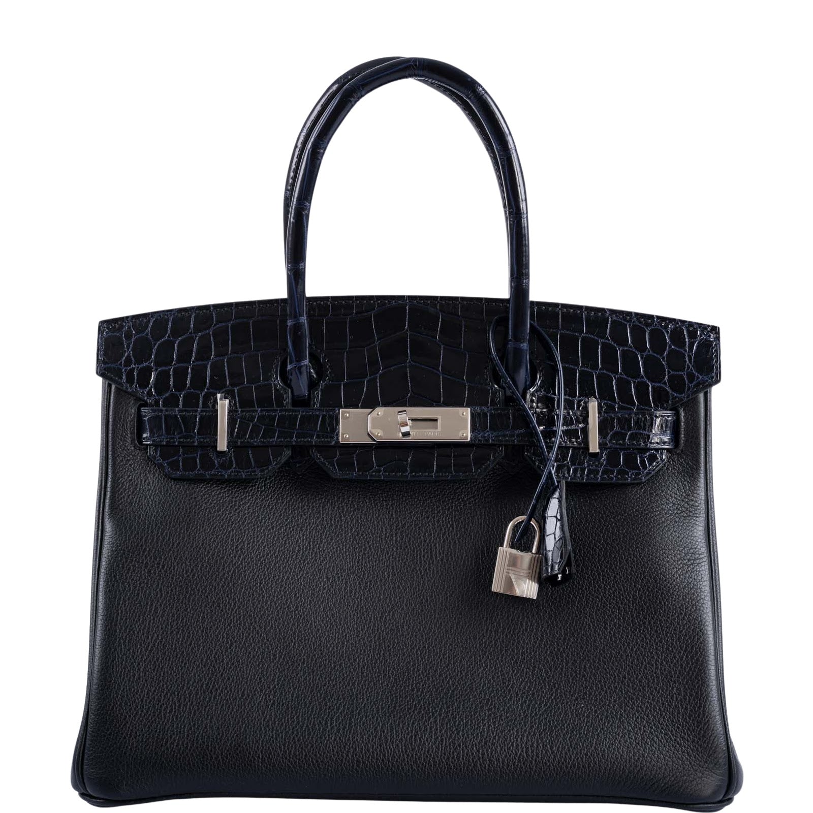 Hermès Birkin 30 Touch Shiny Bleu Marine Nilo Crocodile Black Novillo Palladium Hardware