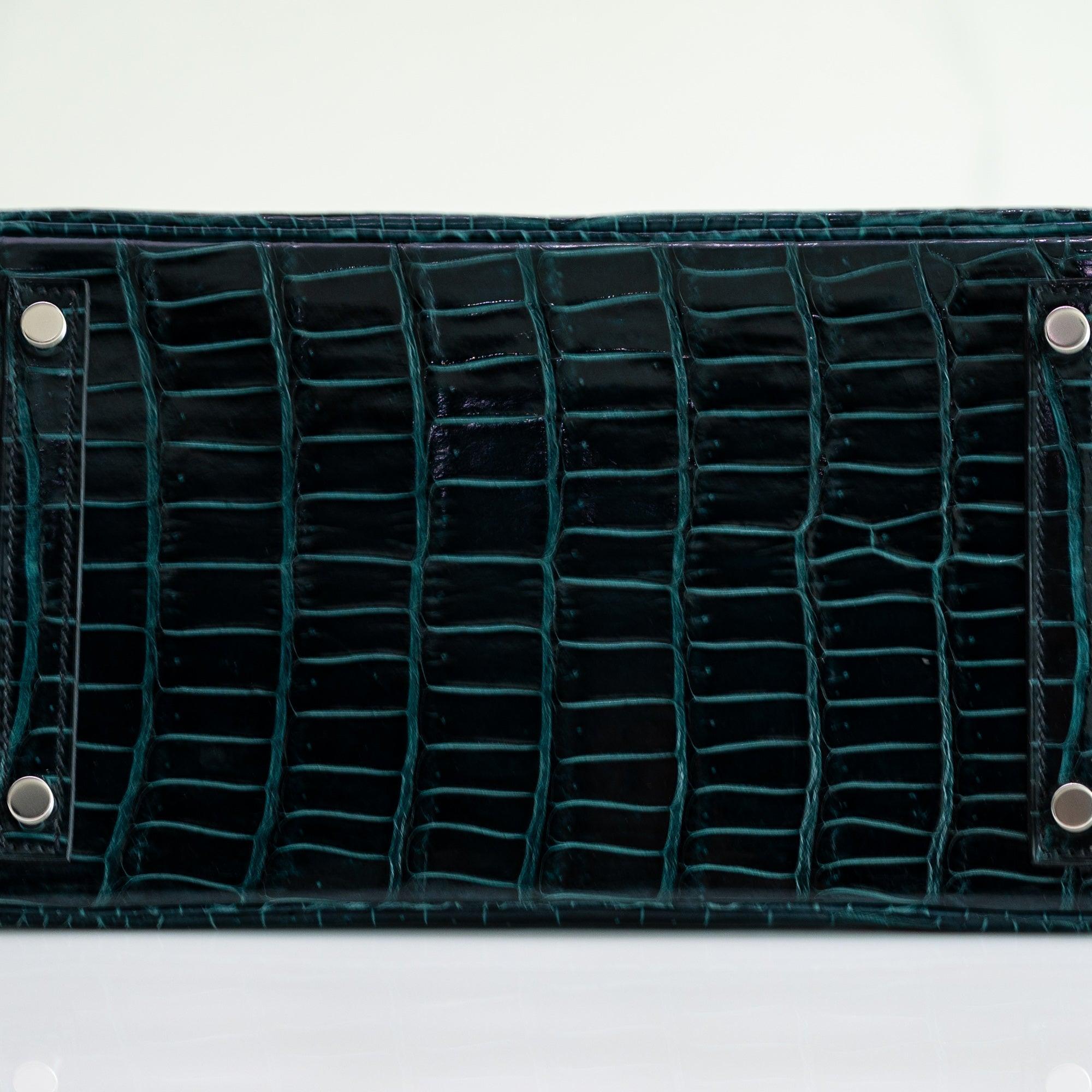Hermès Birkin 30 Vert Cypres Shiny Porosus Crocodile Palladium Hardware