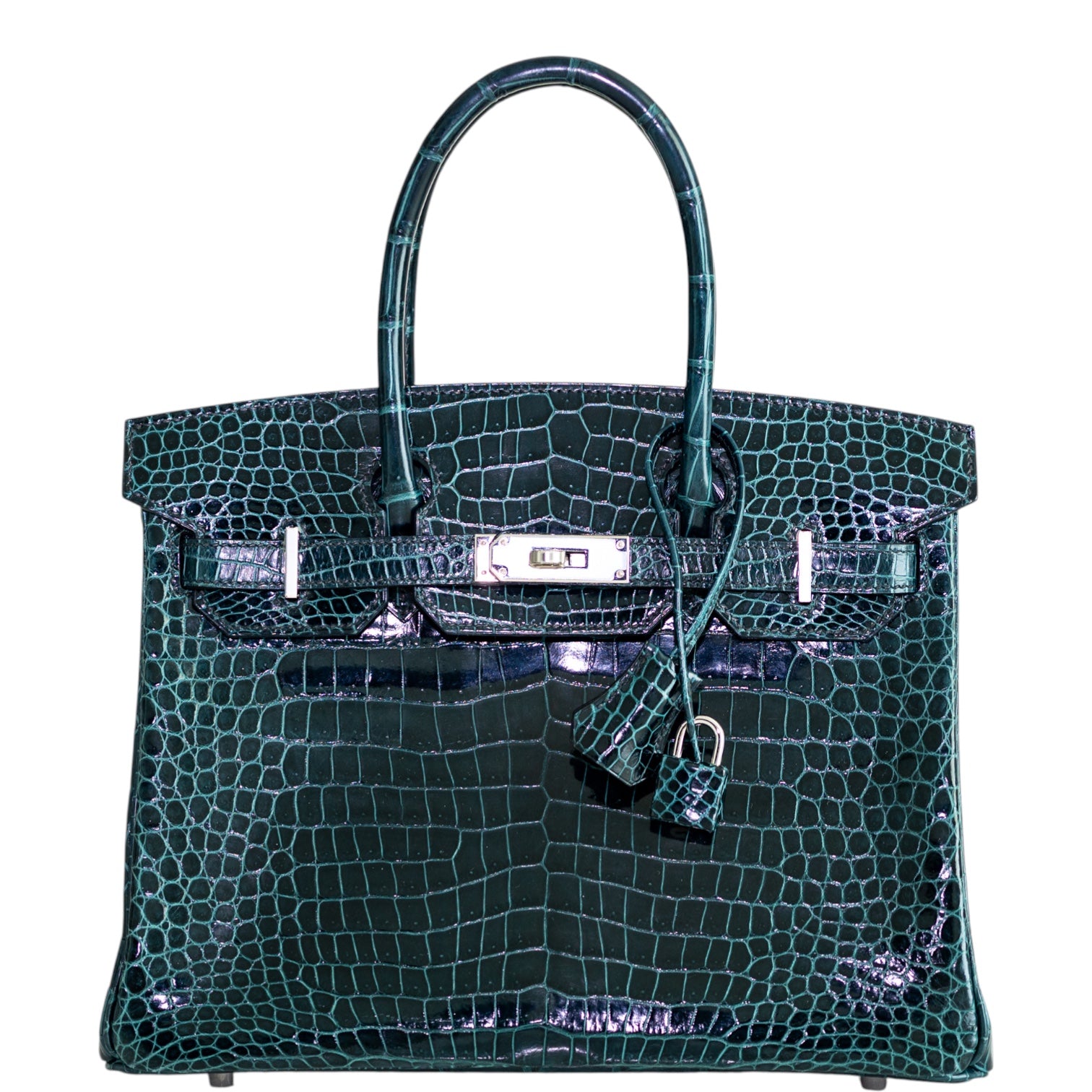 Hermès Birkin 30 Vert Cypres Shiny Porosus Crocodile Palladium Hardware