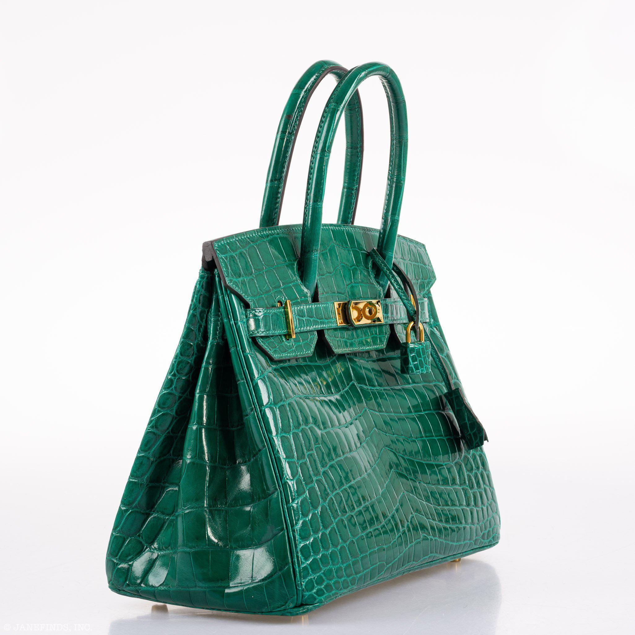 Hermès Birkin 30 Vert Emerald Niloticus Crocodile Gold Hardware