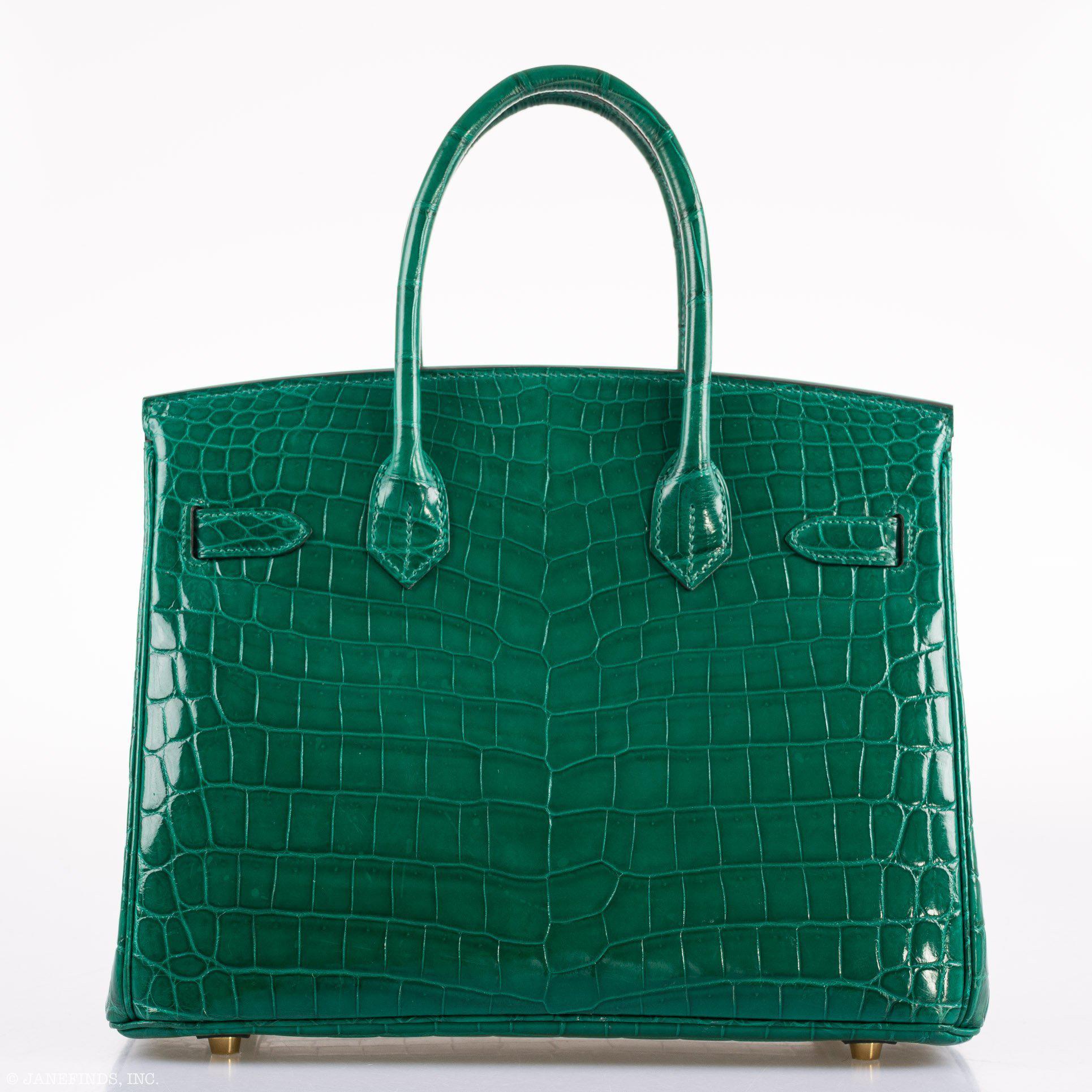 Hermès Birkin 30 Vert Emerald Niloticus Crocodile Gold Hardware