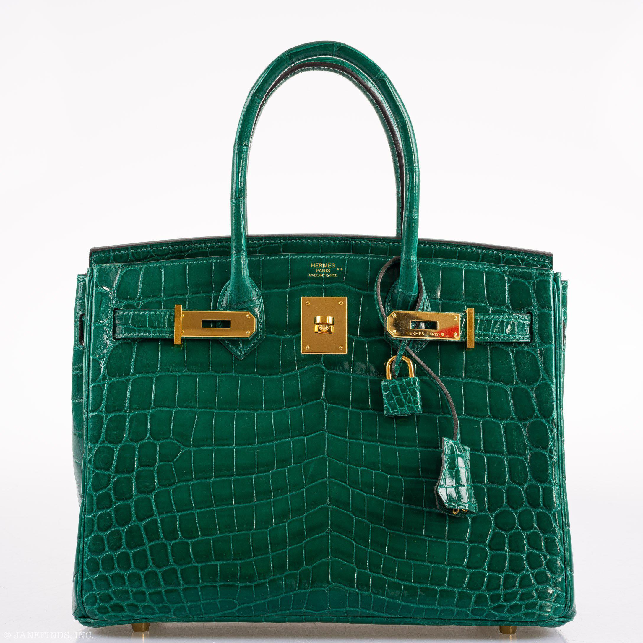 Hermès Birkin 30 Vert Emerald Niloticus Crocodile Gold Hardware