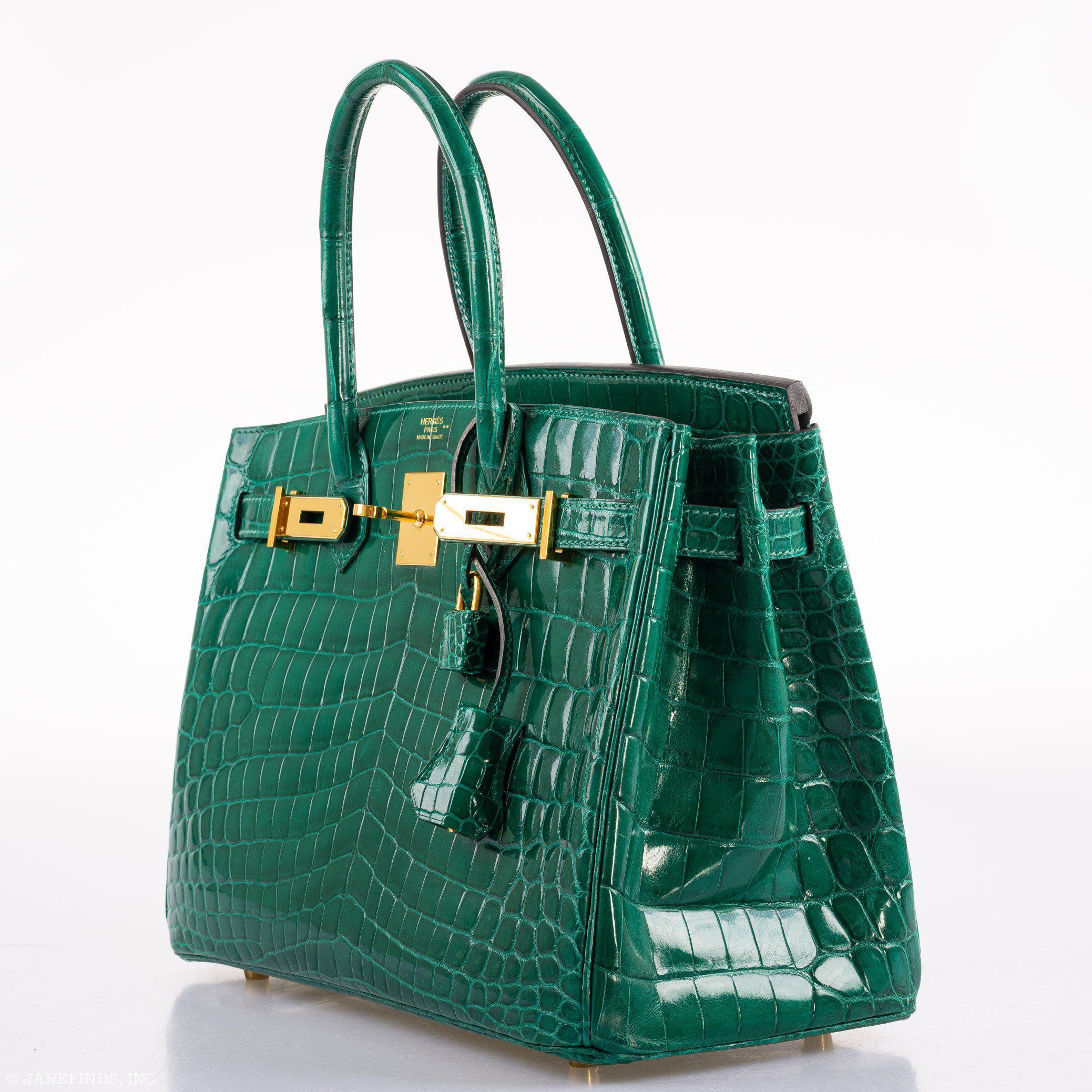 Hermès Birkin 30 Vert Emerald Niloticus Crocodile Gold Hardware