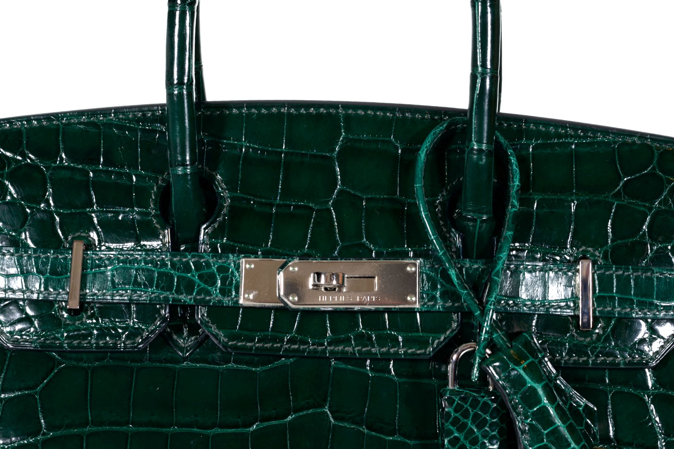 Hermès Birkin 30 Vert Foncé Shiny Niloticus Crocodile Palladium Hardware