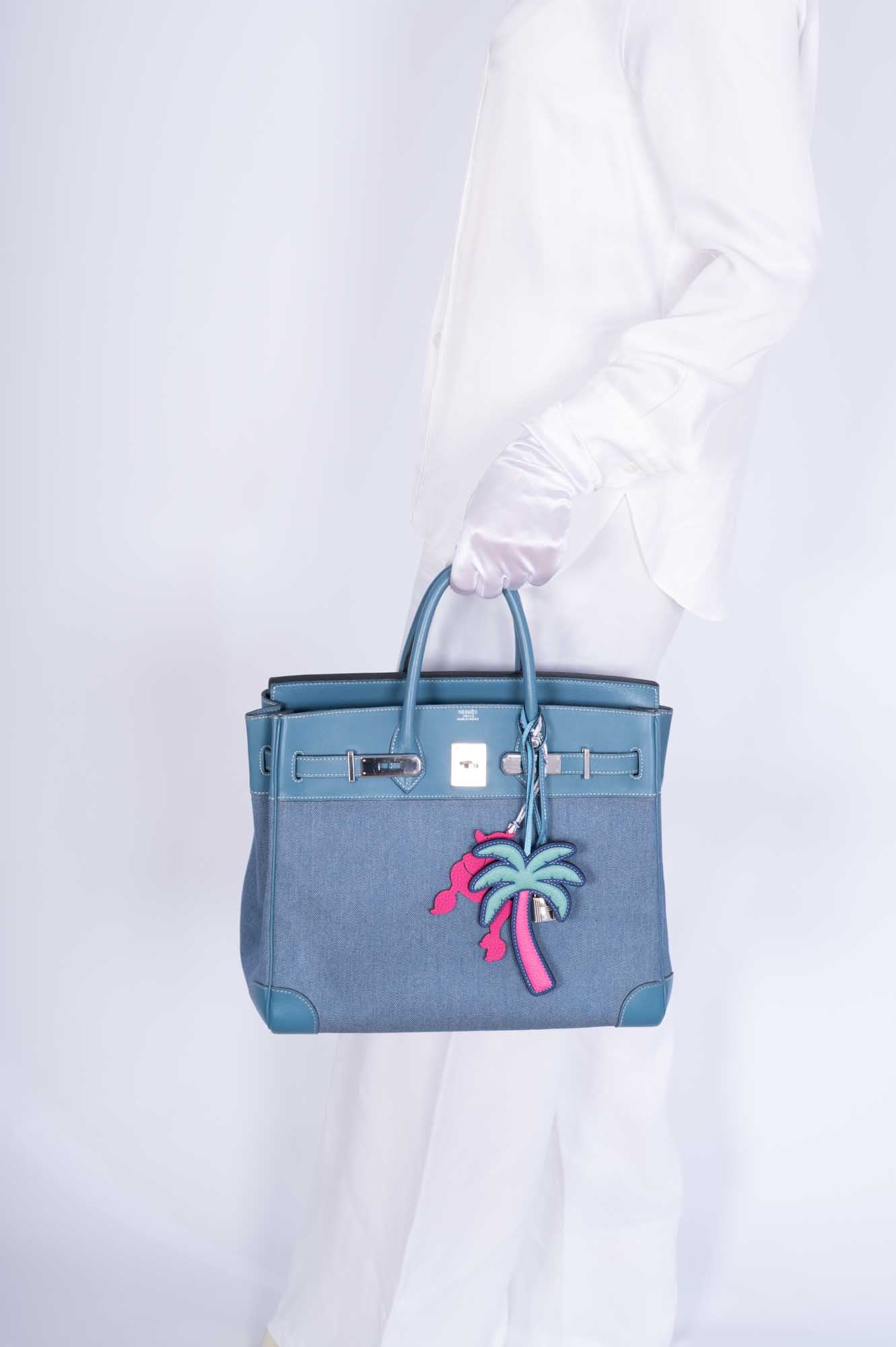 Hermès Birkin 32 HAC Denim & Blue Jean Gulliver Leather Palladium Hardware
