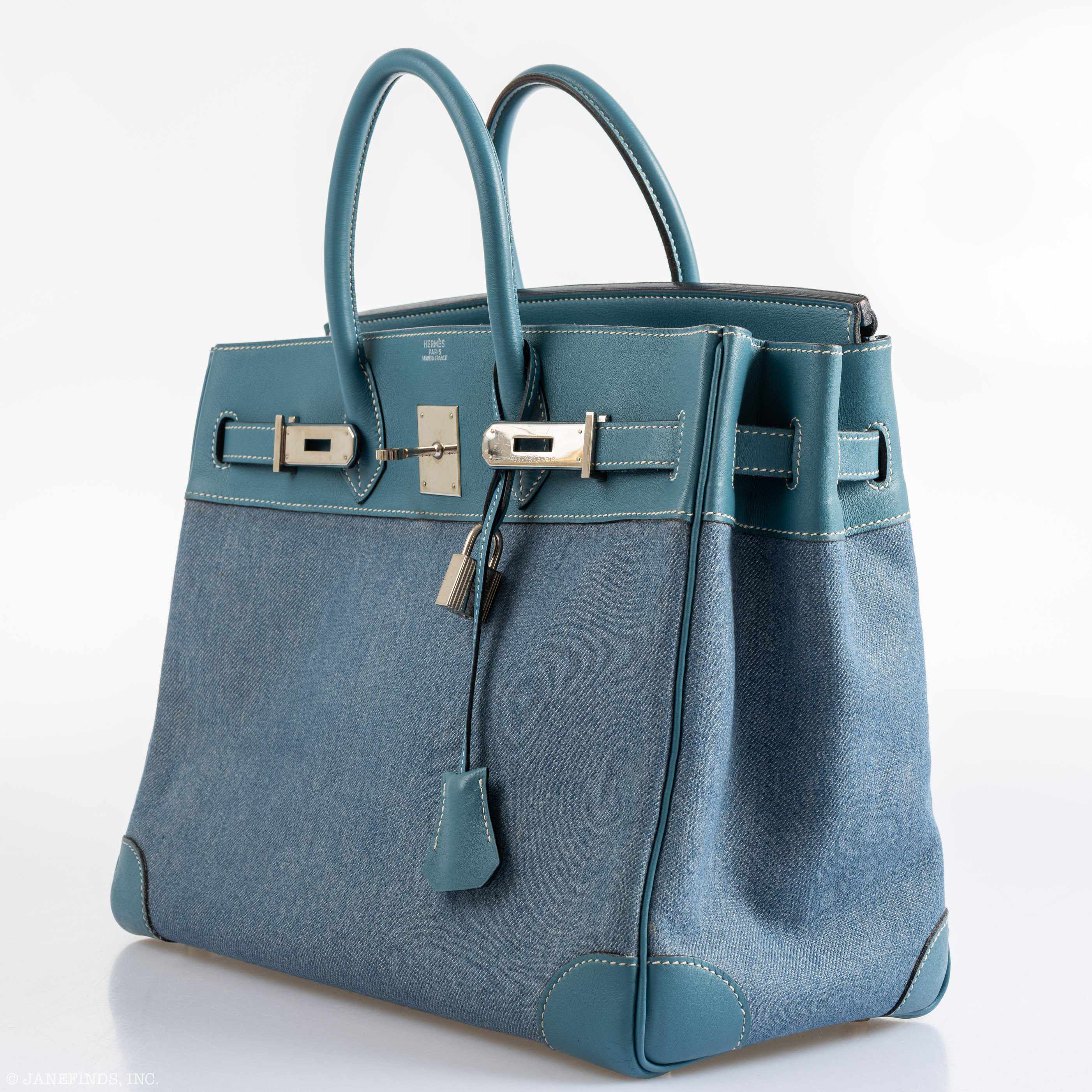 Hermès Birkin 32 HAC Denim & Blue Jean Gulliver Leather Palladium Hardware