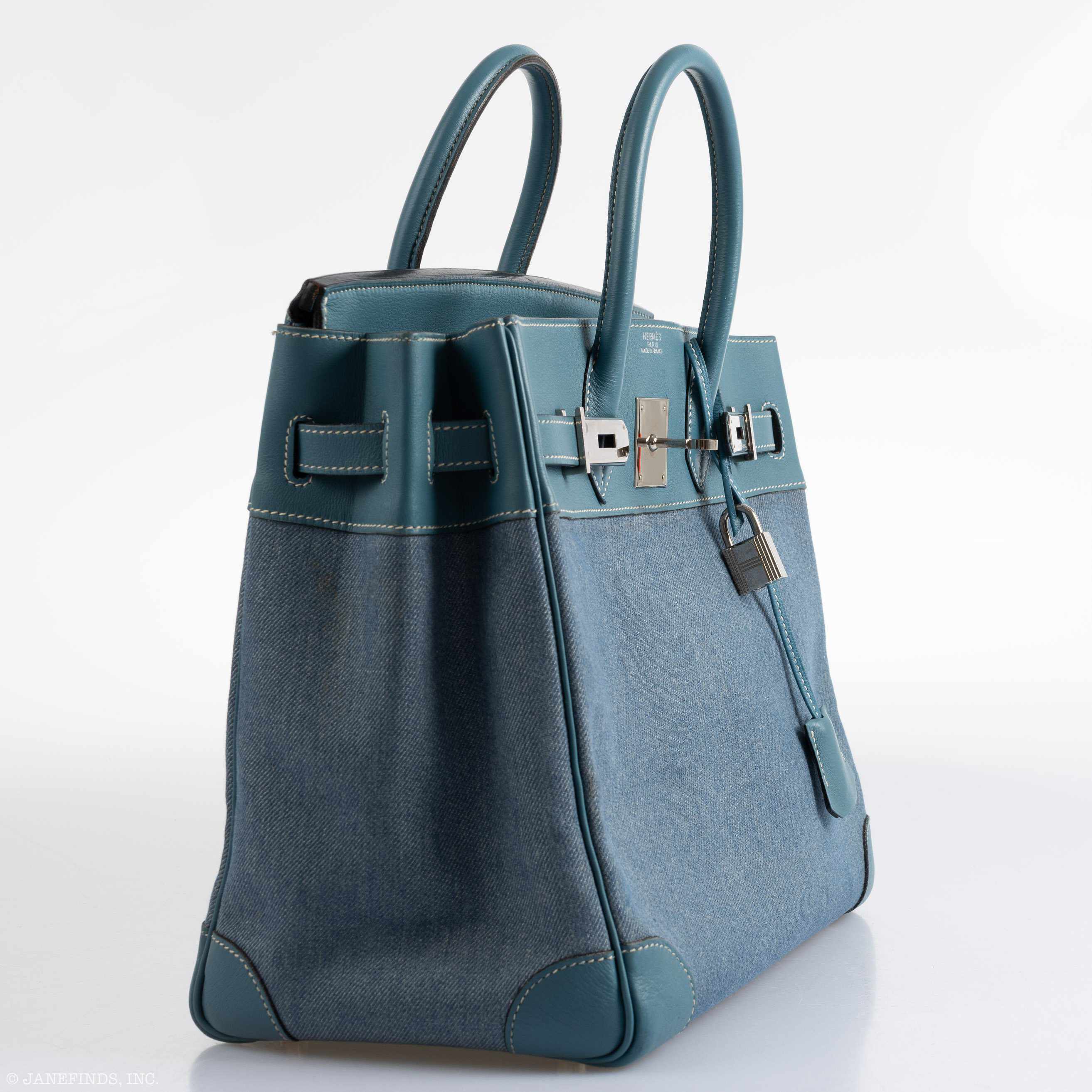 Hermès Birkin 32 HAC Denim & Blue Jean Gulliver Leather Palladium Hardware