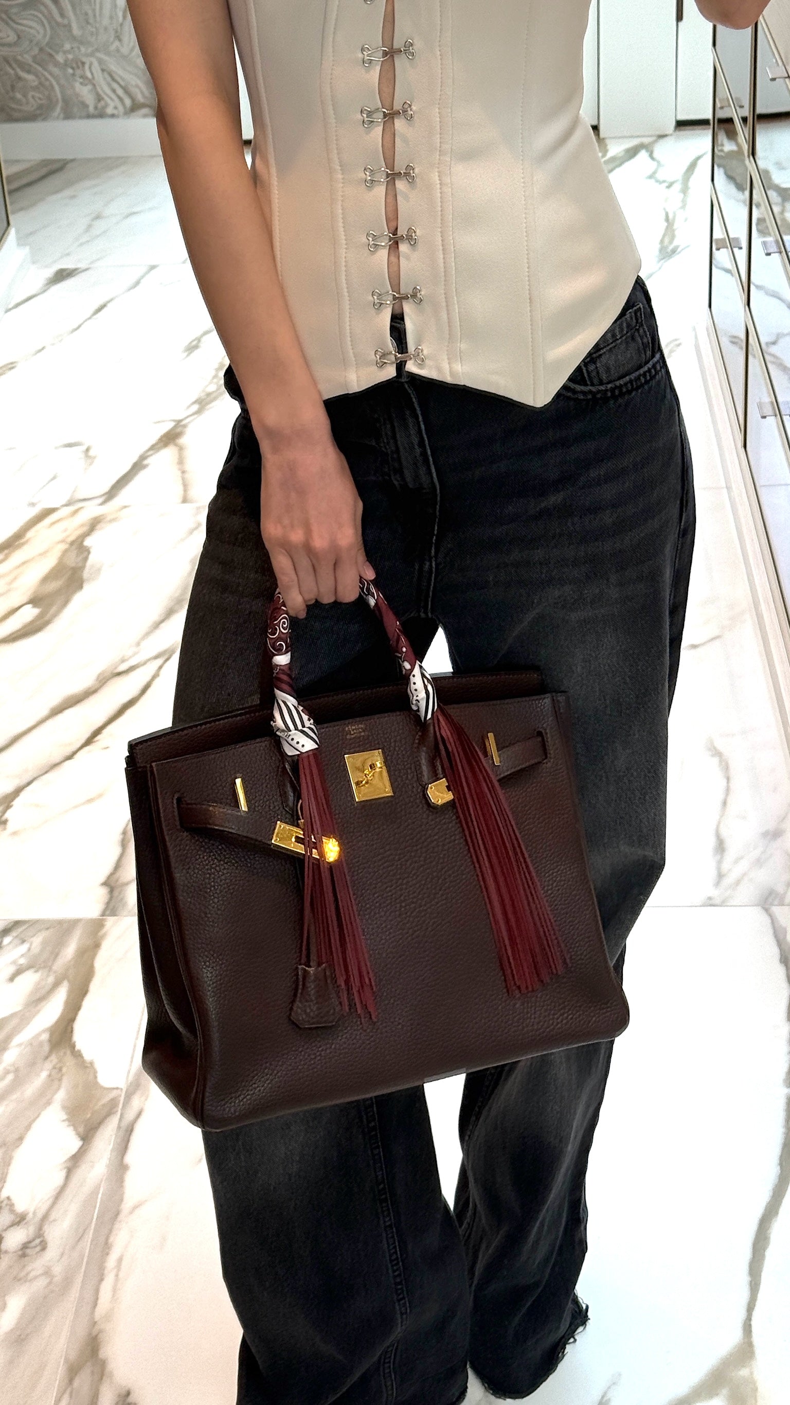 Hermès Birkin 32 HAC Ebene Ardenne Gold Hardware