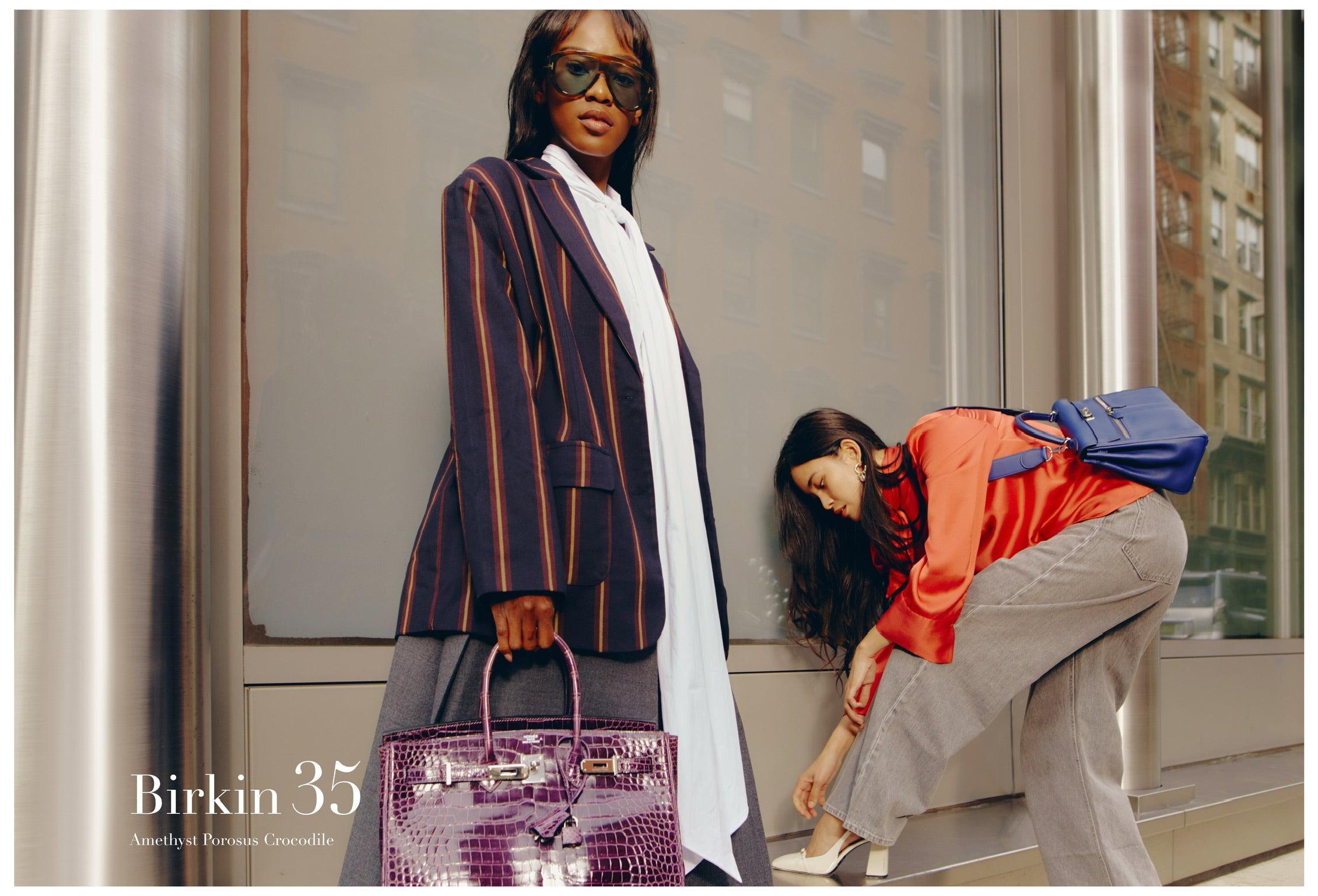 Hermès Birkin 35 Amethyst Porosus Crocodile with Palladium Hardware