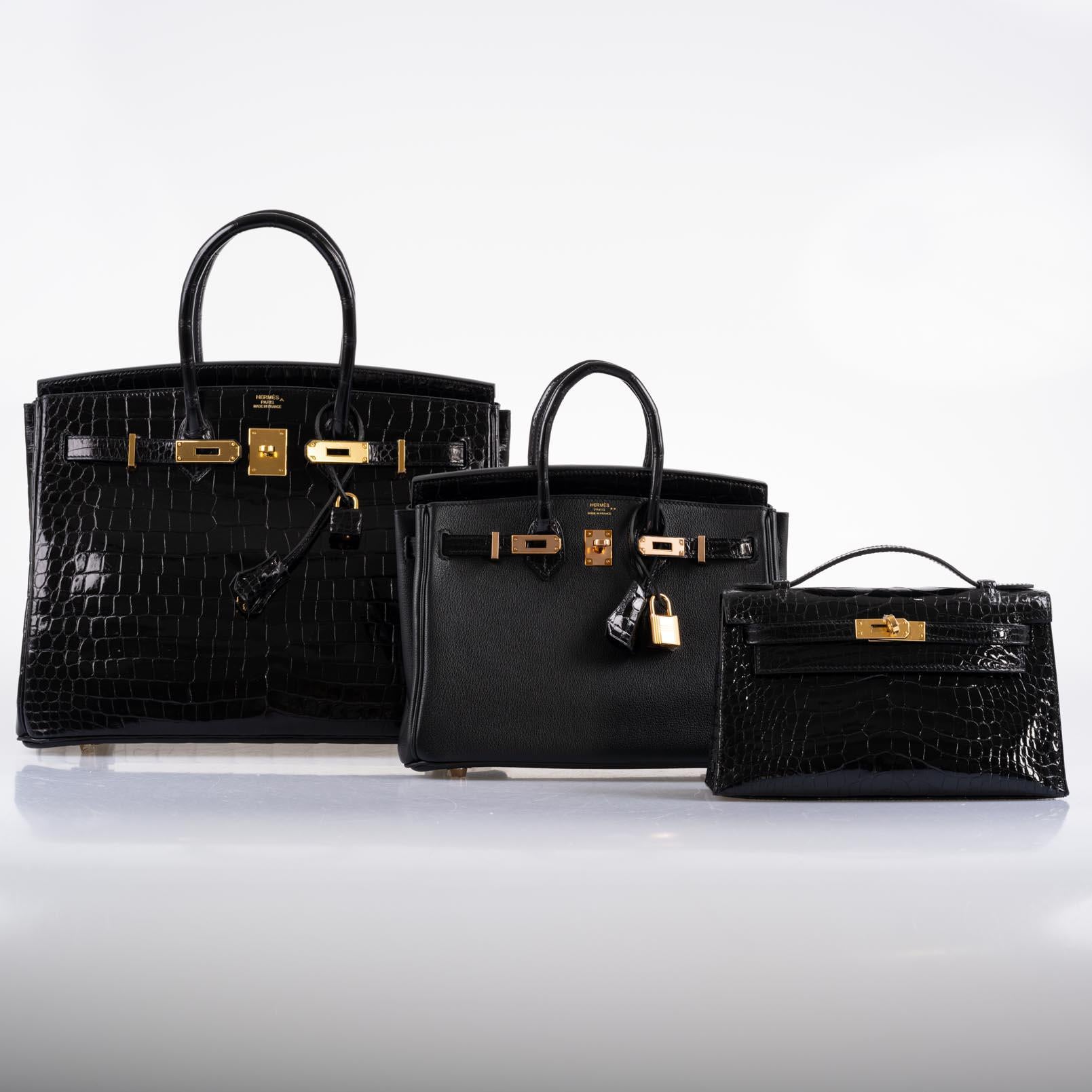 Hermès Birkin 35 Black Shiny Porosus Crocodile with Gold Hardware