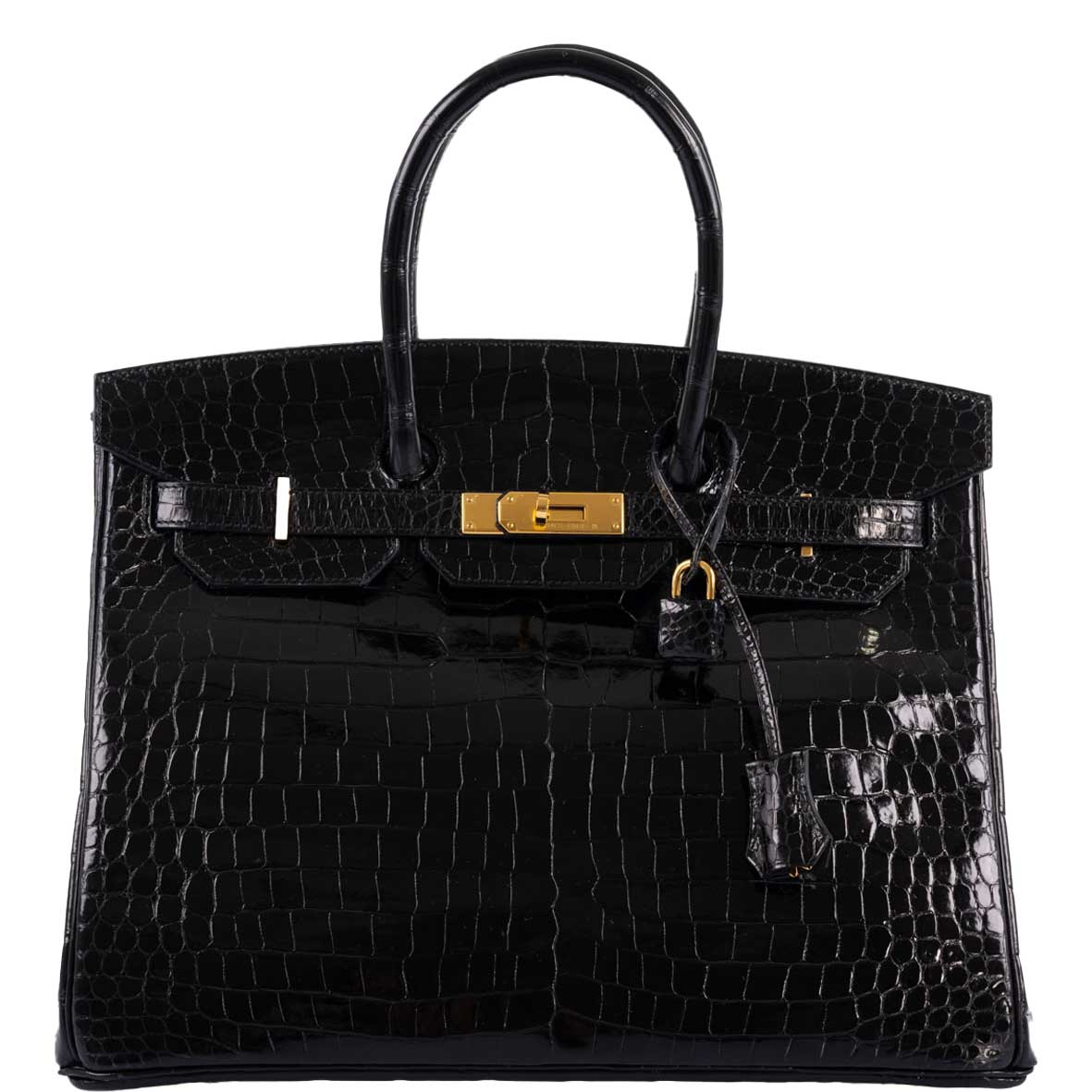 Hermès Birkin 35 Black Shiny Porosus Crocodile with Gold Hardware