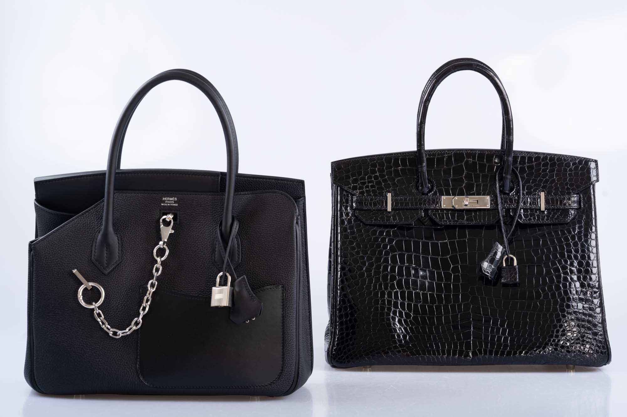 Hermès Birkin 35 Black Shiny Porosus Crocodile with Palladium Hardware