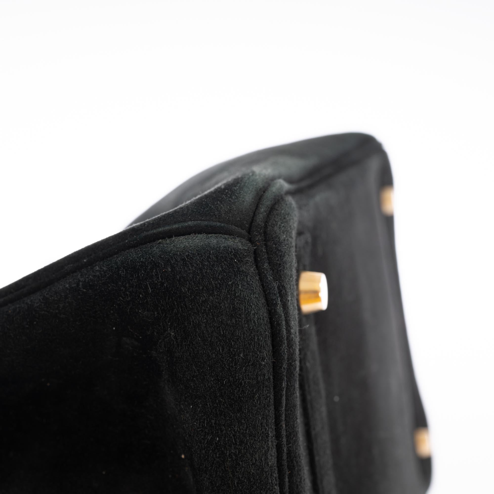 Hermès Birkin 35 Black Veau Velours Suede Gold Hardware