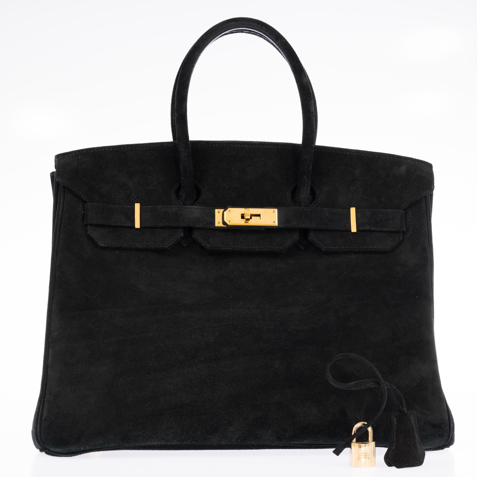 Hermès Birkin 35 Black Veau Velours Suede Gold Hardware