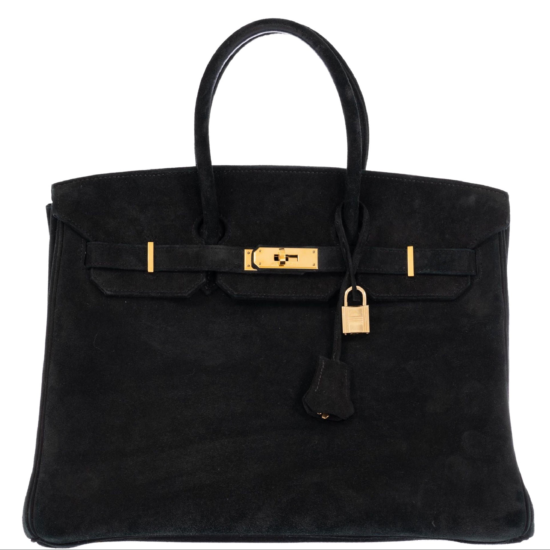 Hermès Birkin 35 Black Veau Velours Suede Gold Hardware