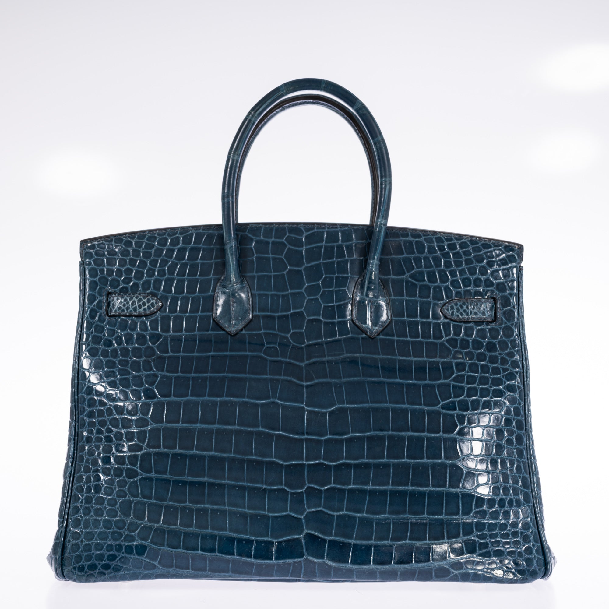 Hermès Birkin 35 Bleu Roi Shiny Porosus Crocodile 18K White Gold Diamond Hardware