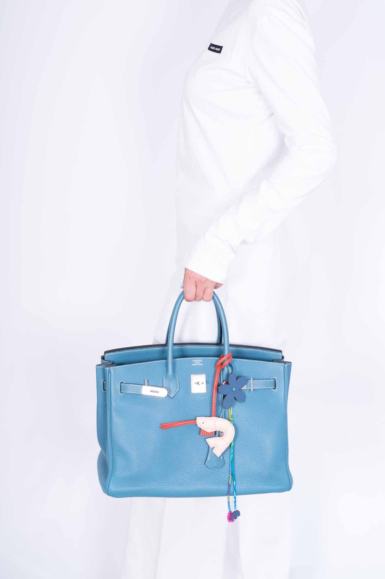 Hermès Birkin 35 Blue Jean Clemence Palladium Hardware