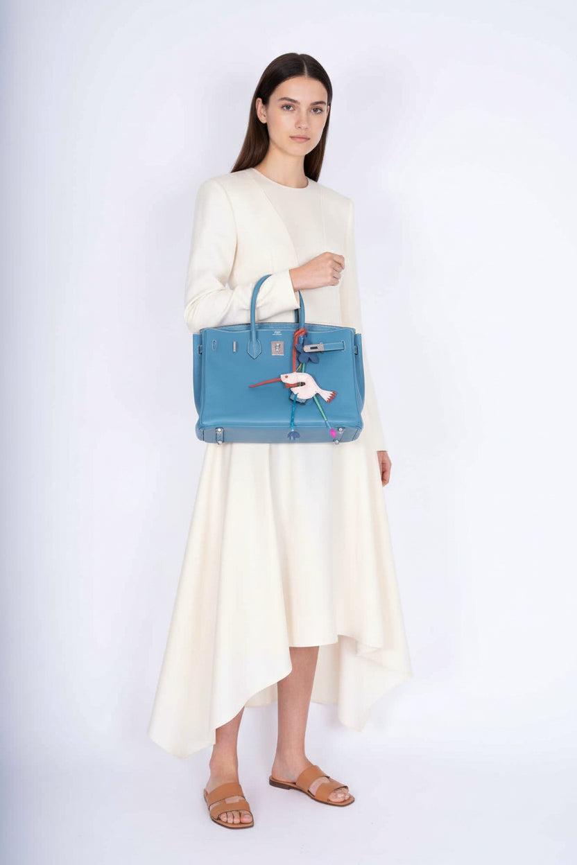 Hermès Birkin 35 Blue Jean Clemence Palladium Hardware