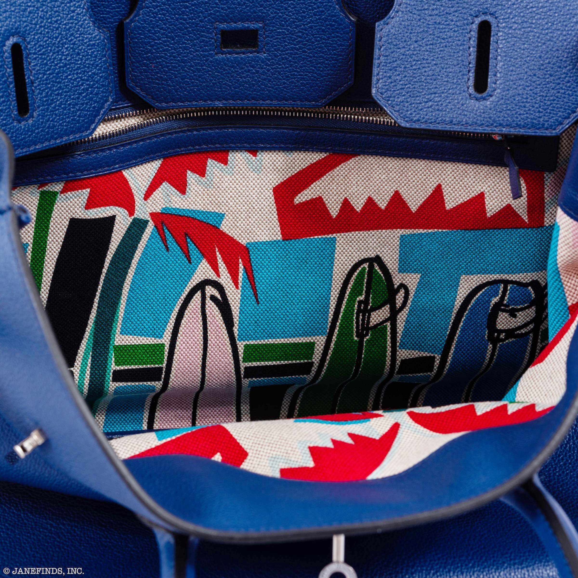 Hermès Birkin 35 Blue Saphir Novillo "Sea, Surf and Fun" Interior Palladium Hardware