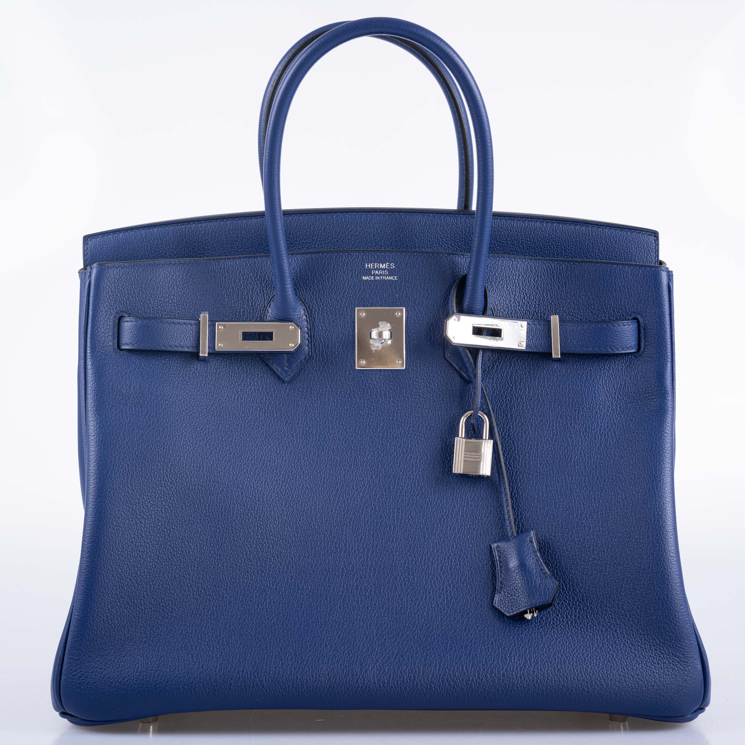 Hermès Birkin 35 Blue Saphir Novillo "Sea, Surf and Fun" Interior Palladium Hardware