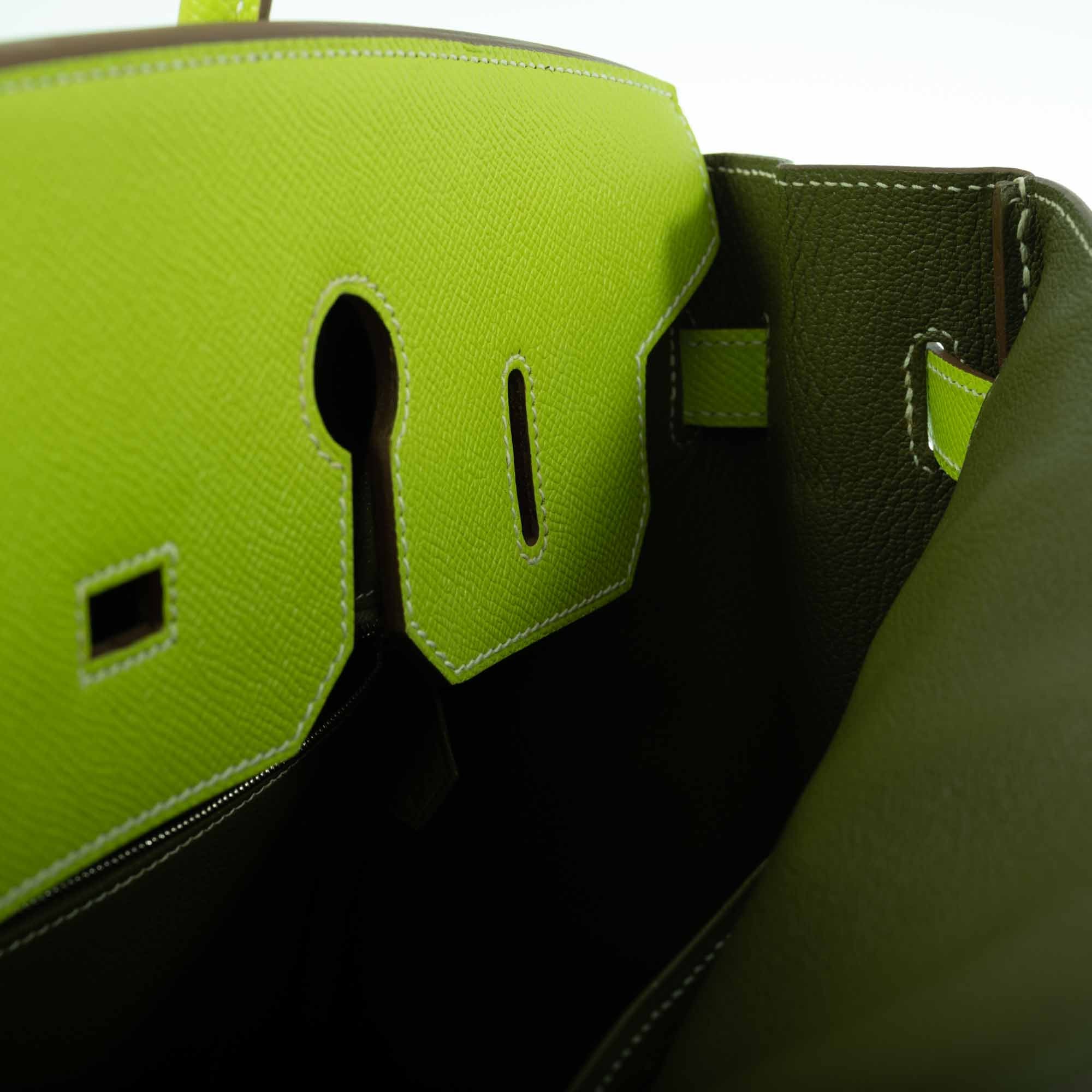 Hermès Birkin 35 Candy Collection Kiwi and Vert Cypress Epsom Palladium Hardware