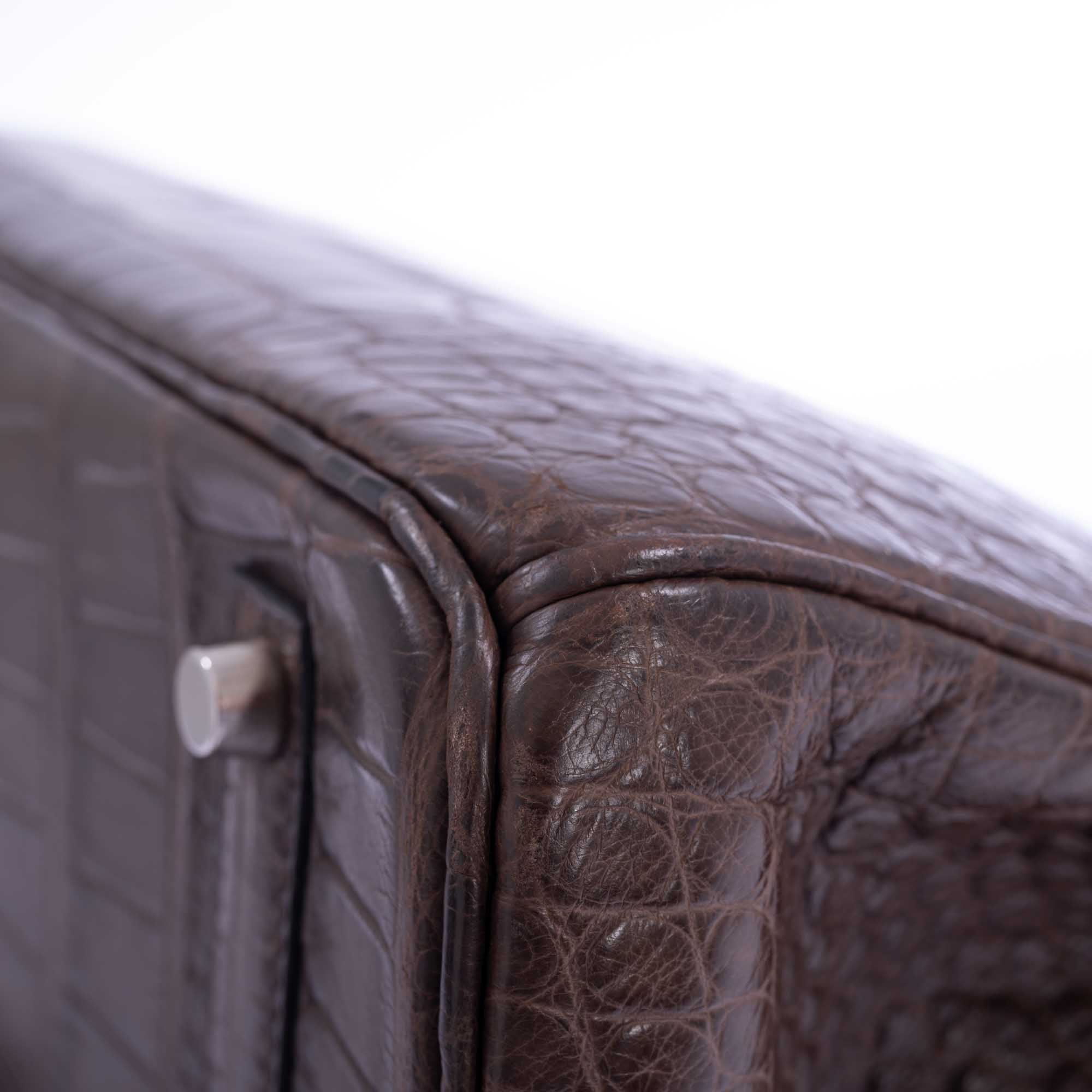 Hermès Birkin 35 Chocolate Matte Alligator Palladium Hardware