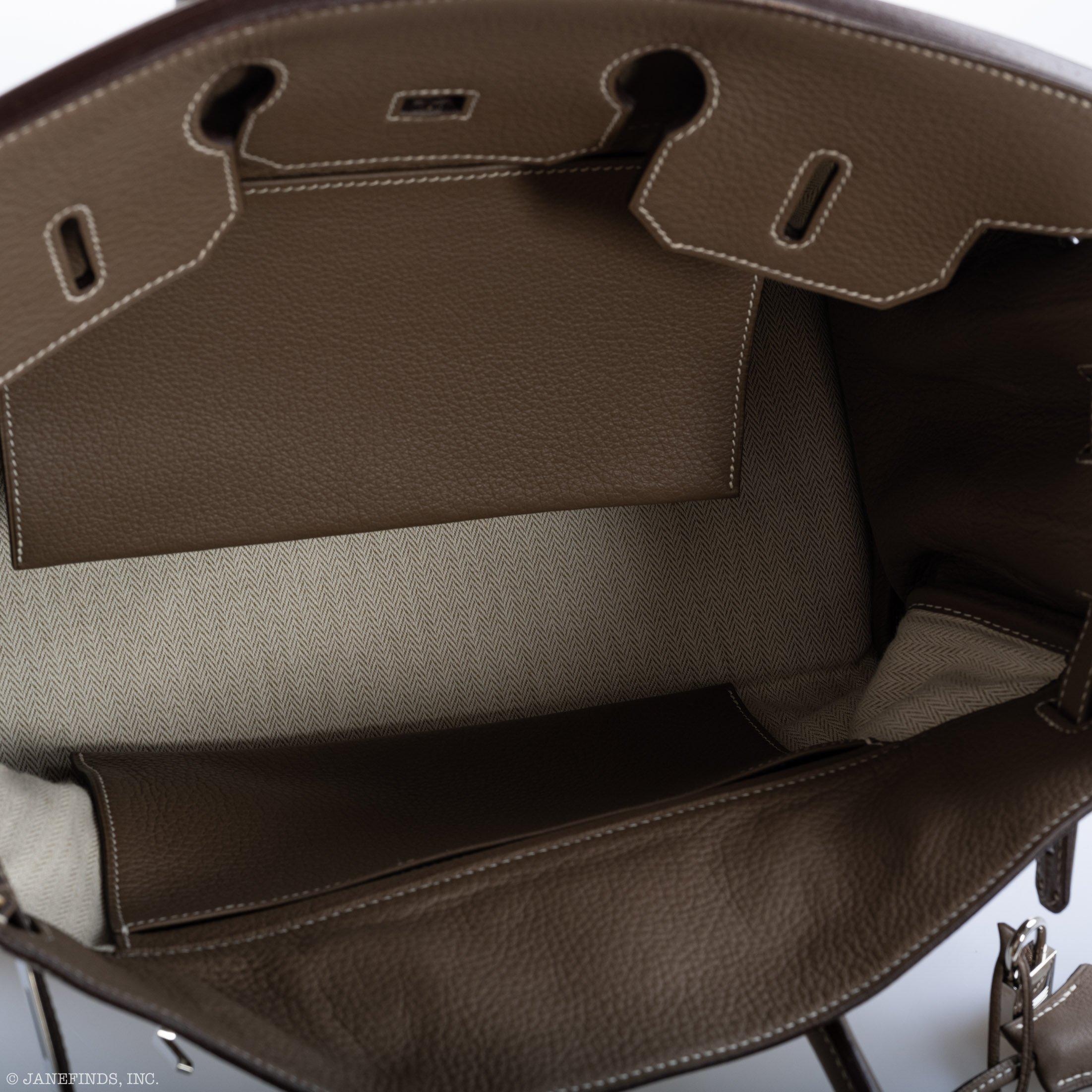 Hermès Birkin 35 Crinoline & Etoupe Clemence with Palladium Hardware