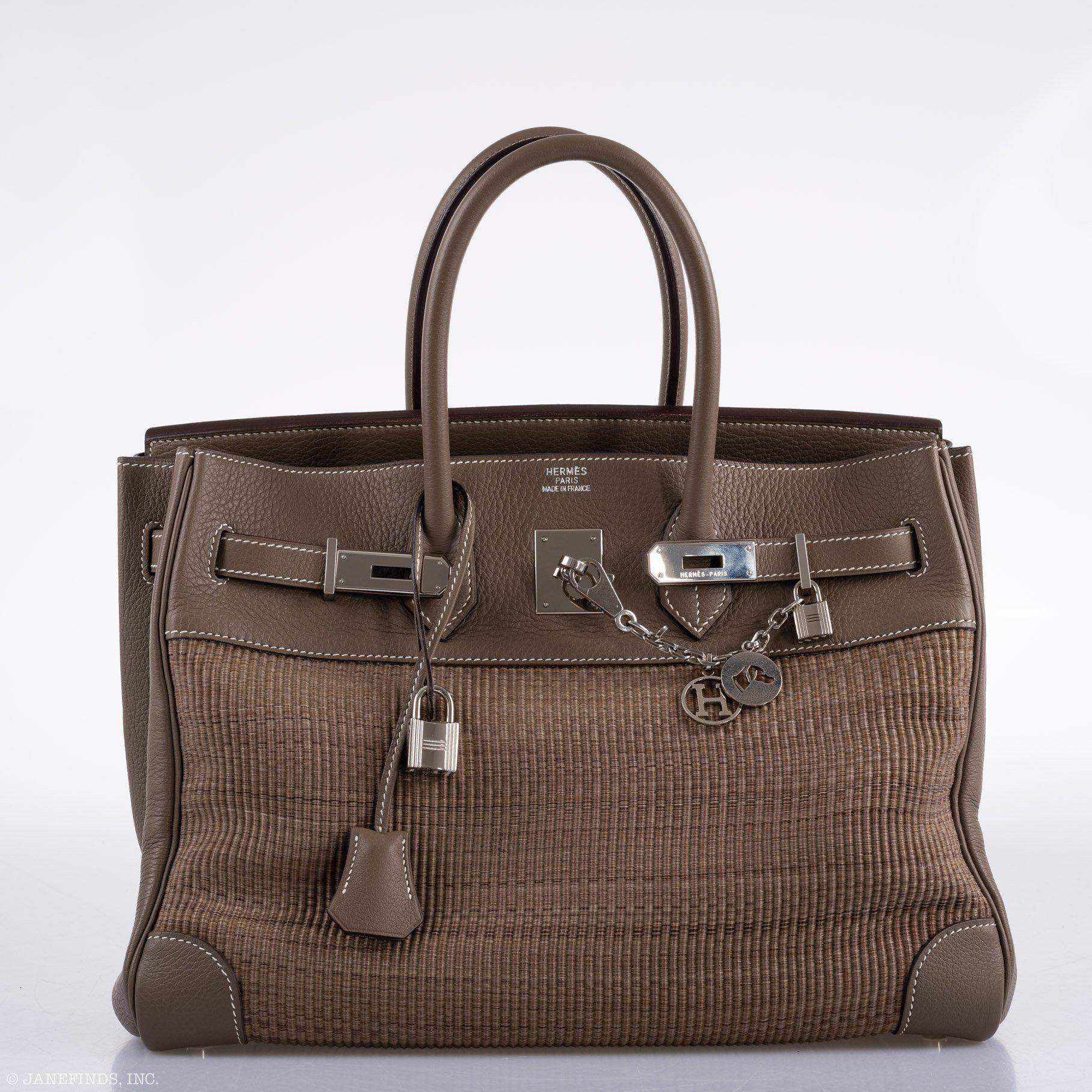 Hermès Birkin 35 Crinoline & Etoupe Clemence with Palladium Hardware