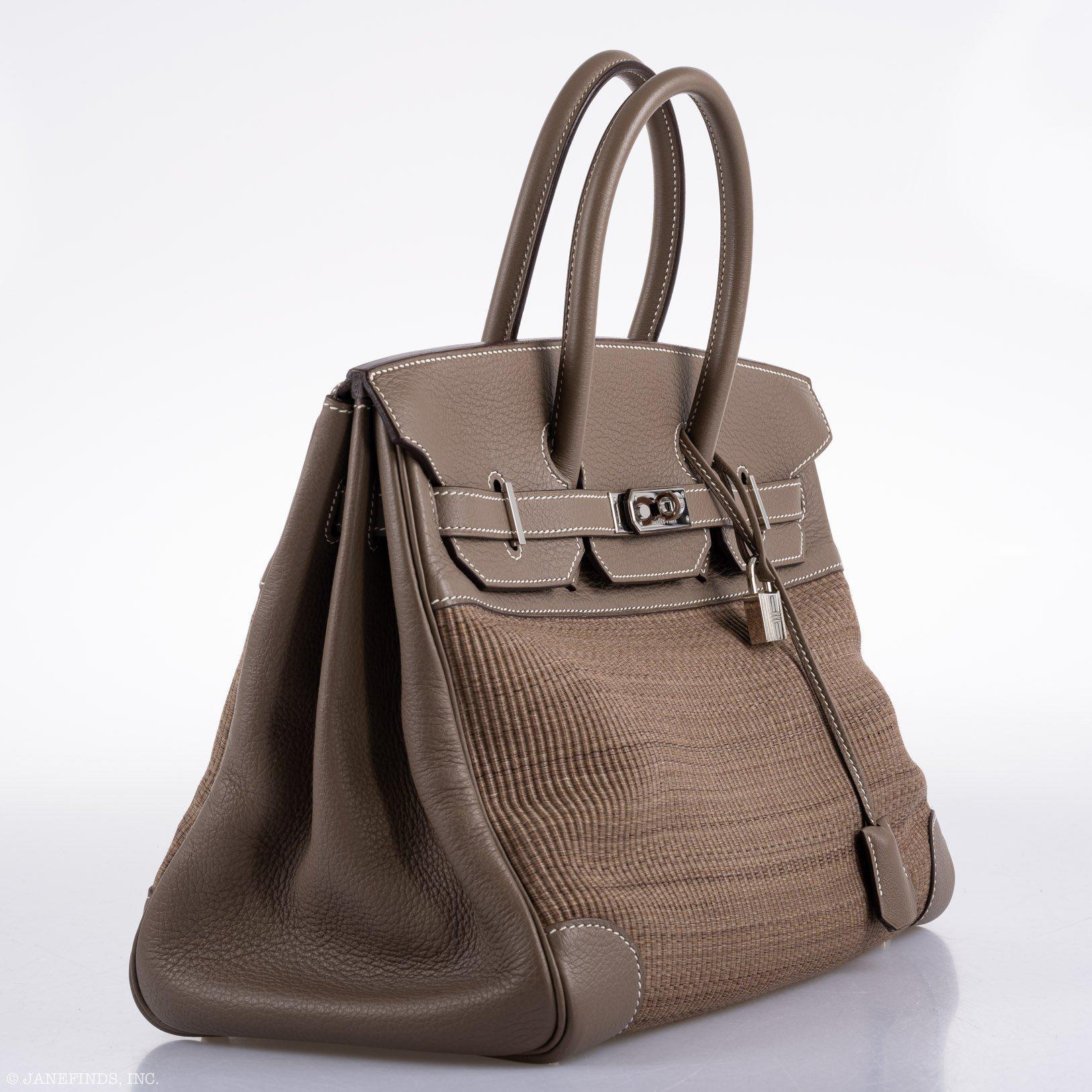 Hermès Birkin 35 Crinoline & Etoupe Clemence with Palladium Hardware